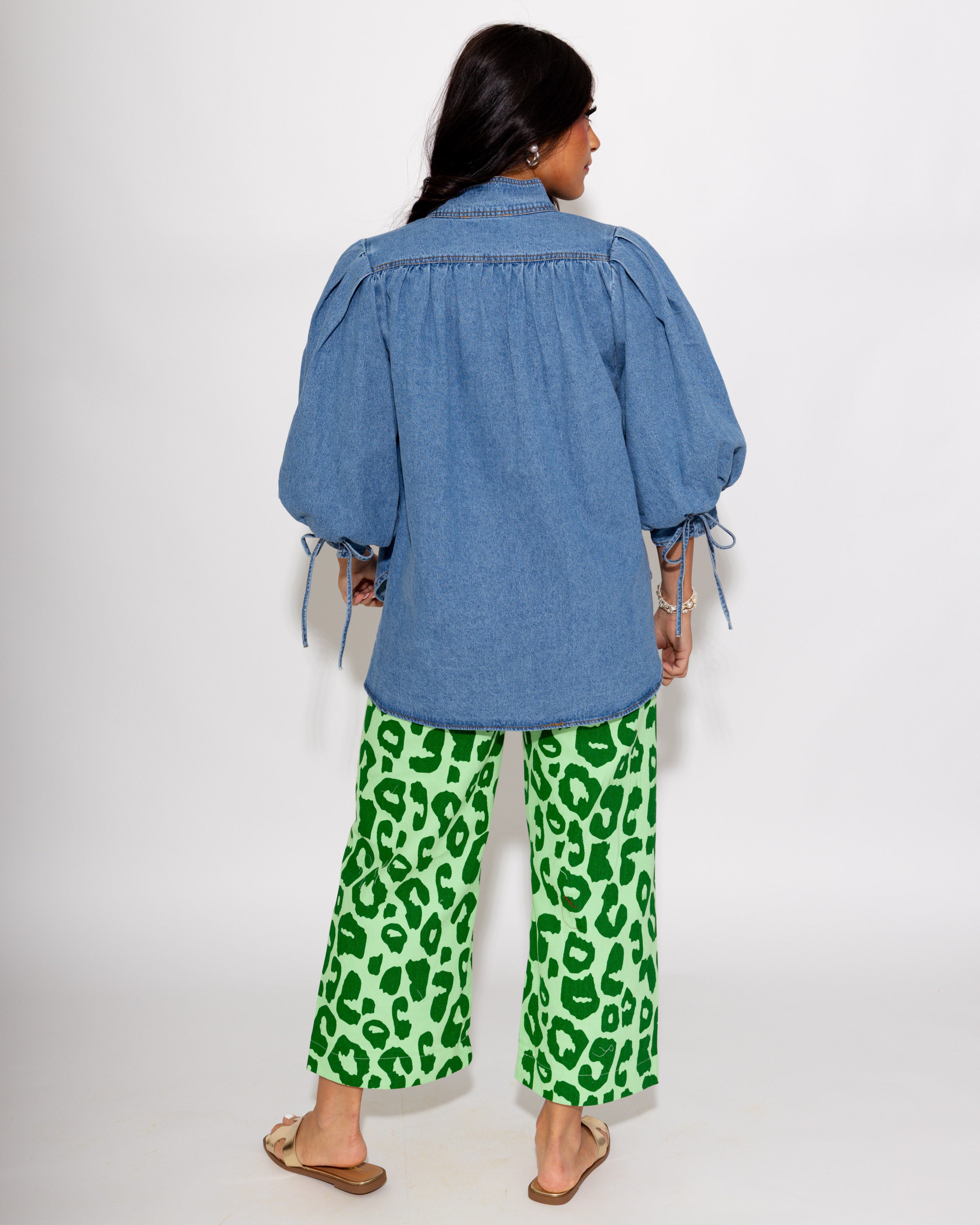 Denim Puff Sleeve Button Down