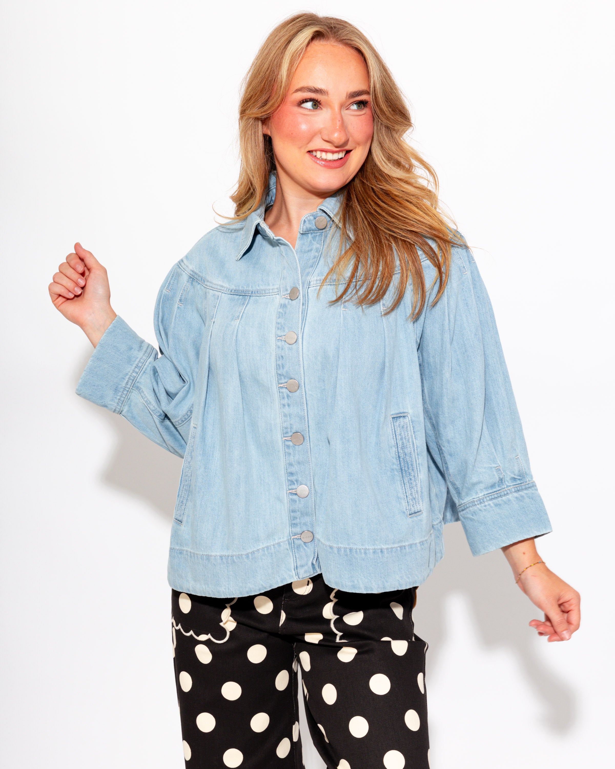 Risen | Pleated Detail Denim Jacket