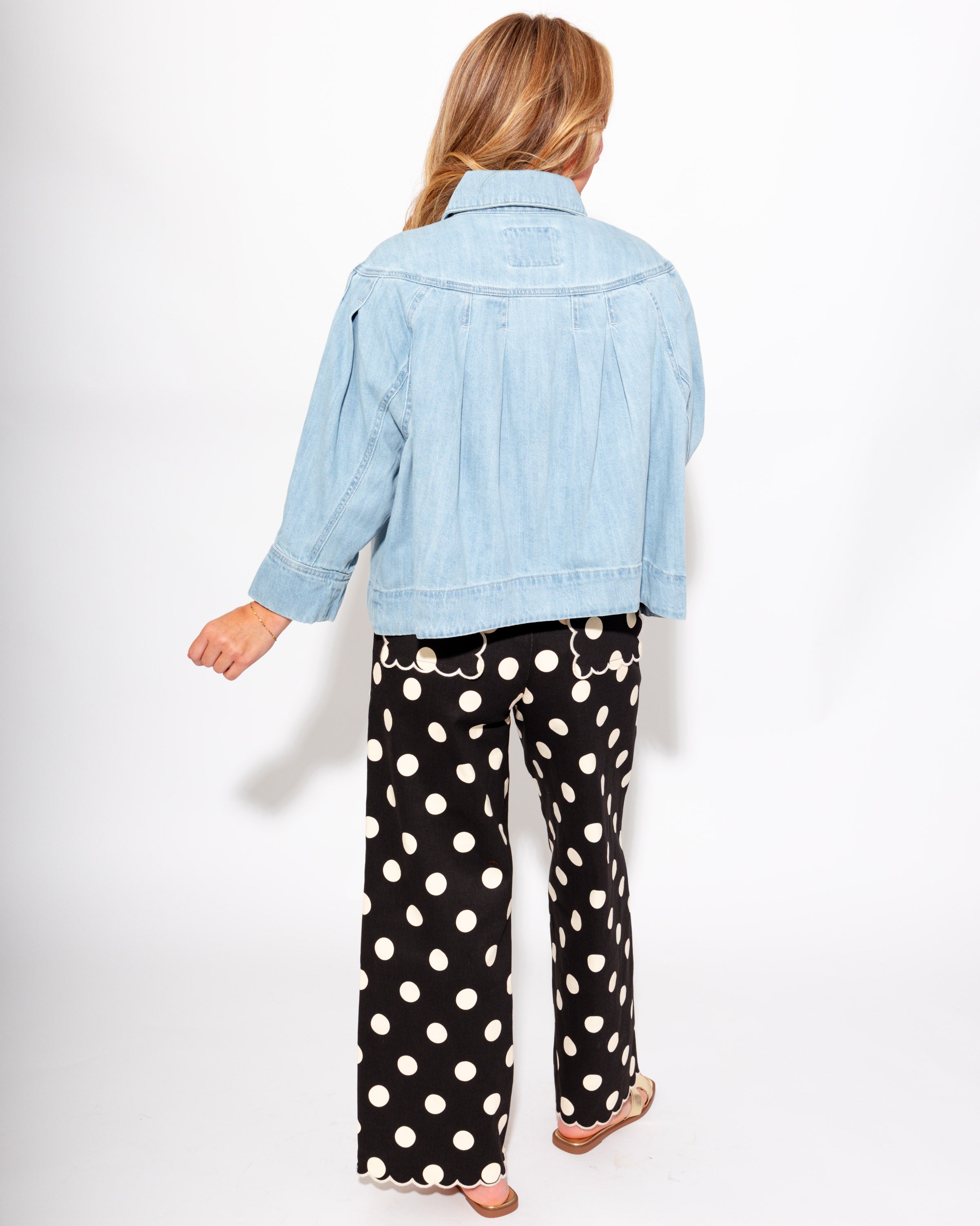 Risen | Pleated Detail Denim Jacket