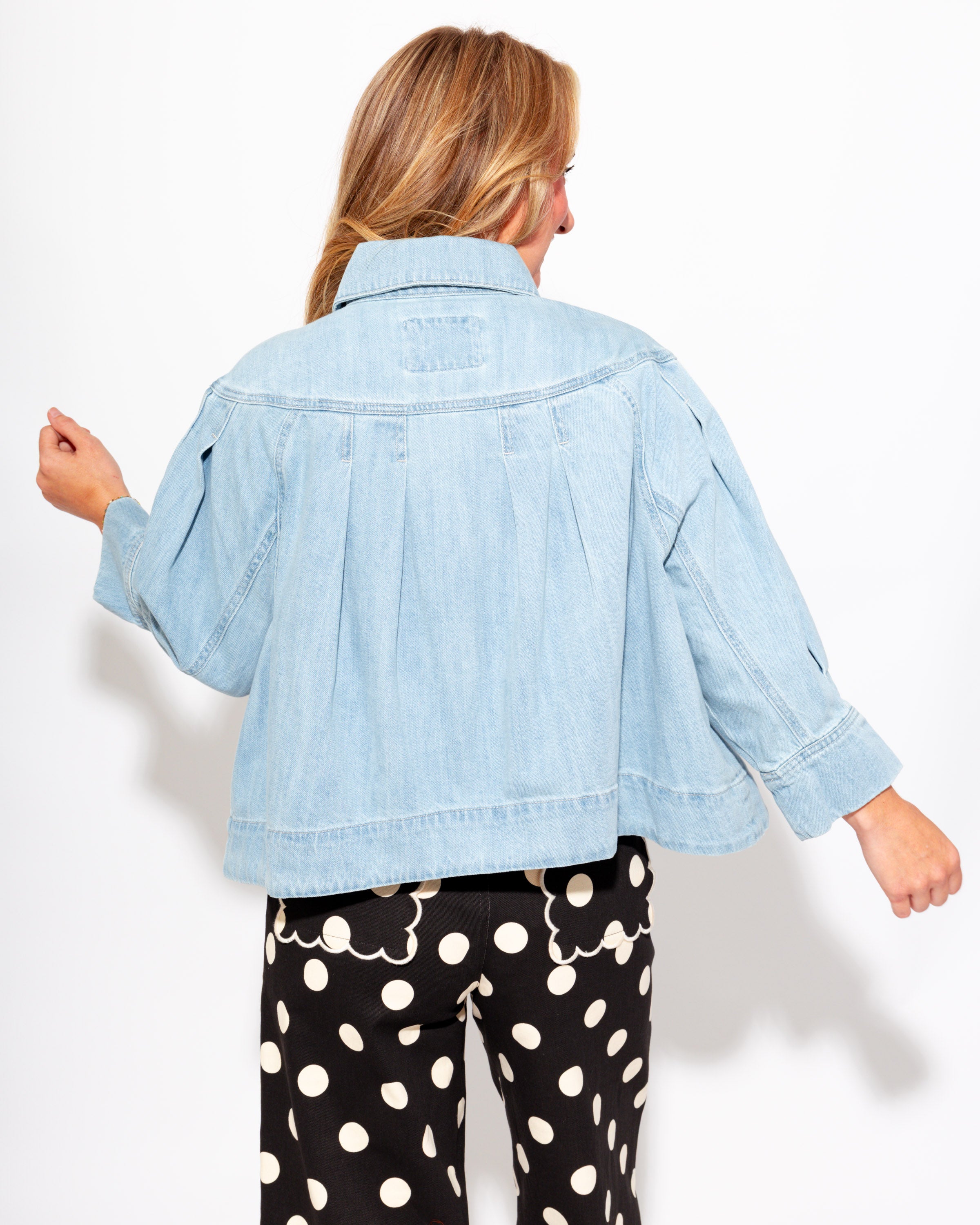 Risen | Pleated Detail Denim Jacket