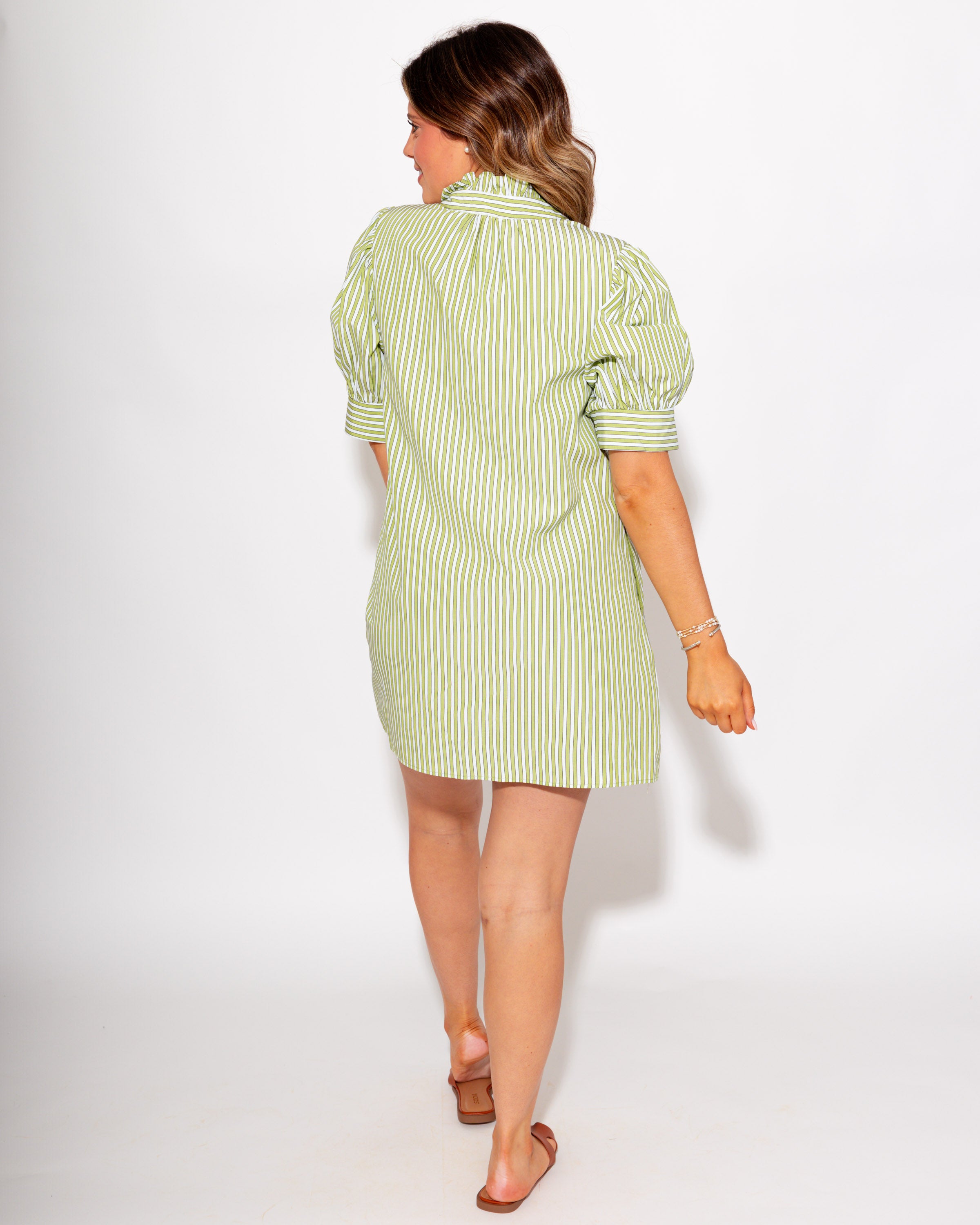 Polished Sage Stripe Mini Dress
