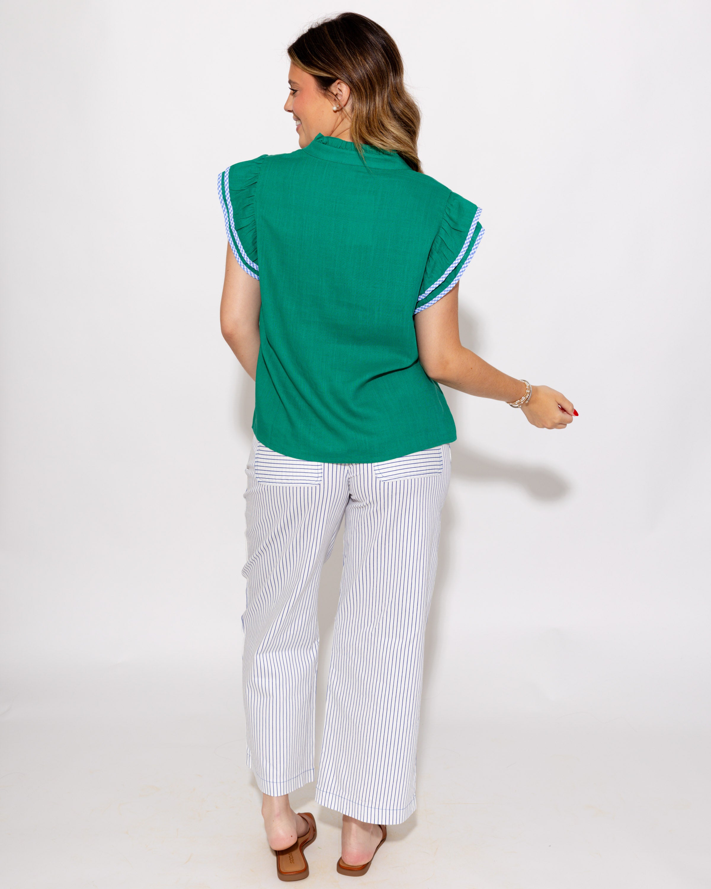 Embroidered Flutter Sleeve Top