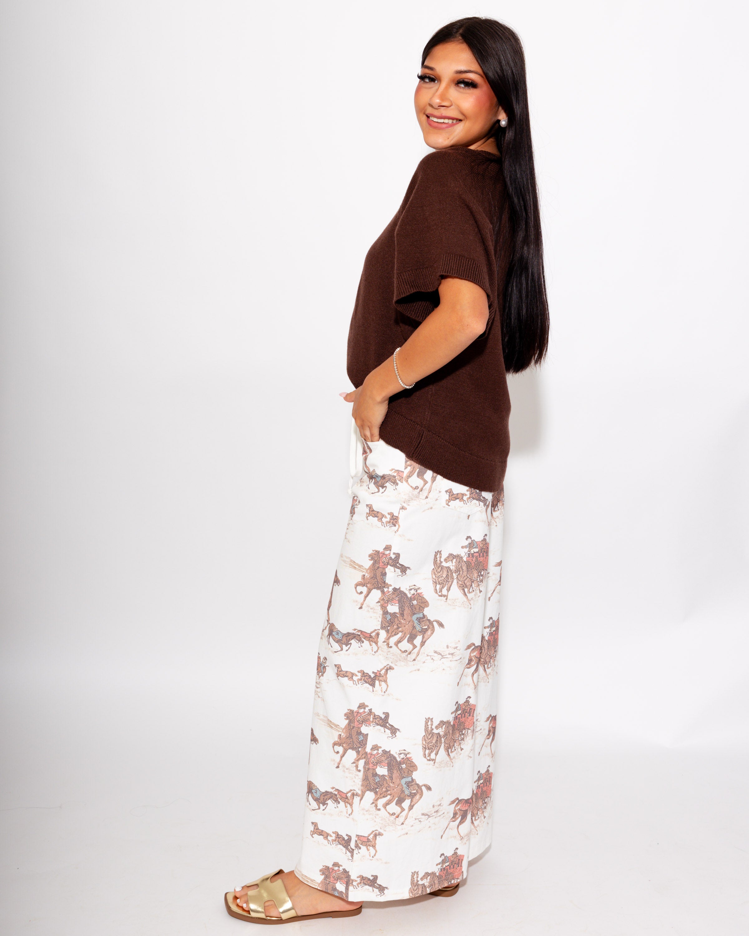 Everyday Dolman Knit Top in Brown