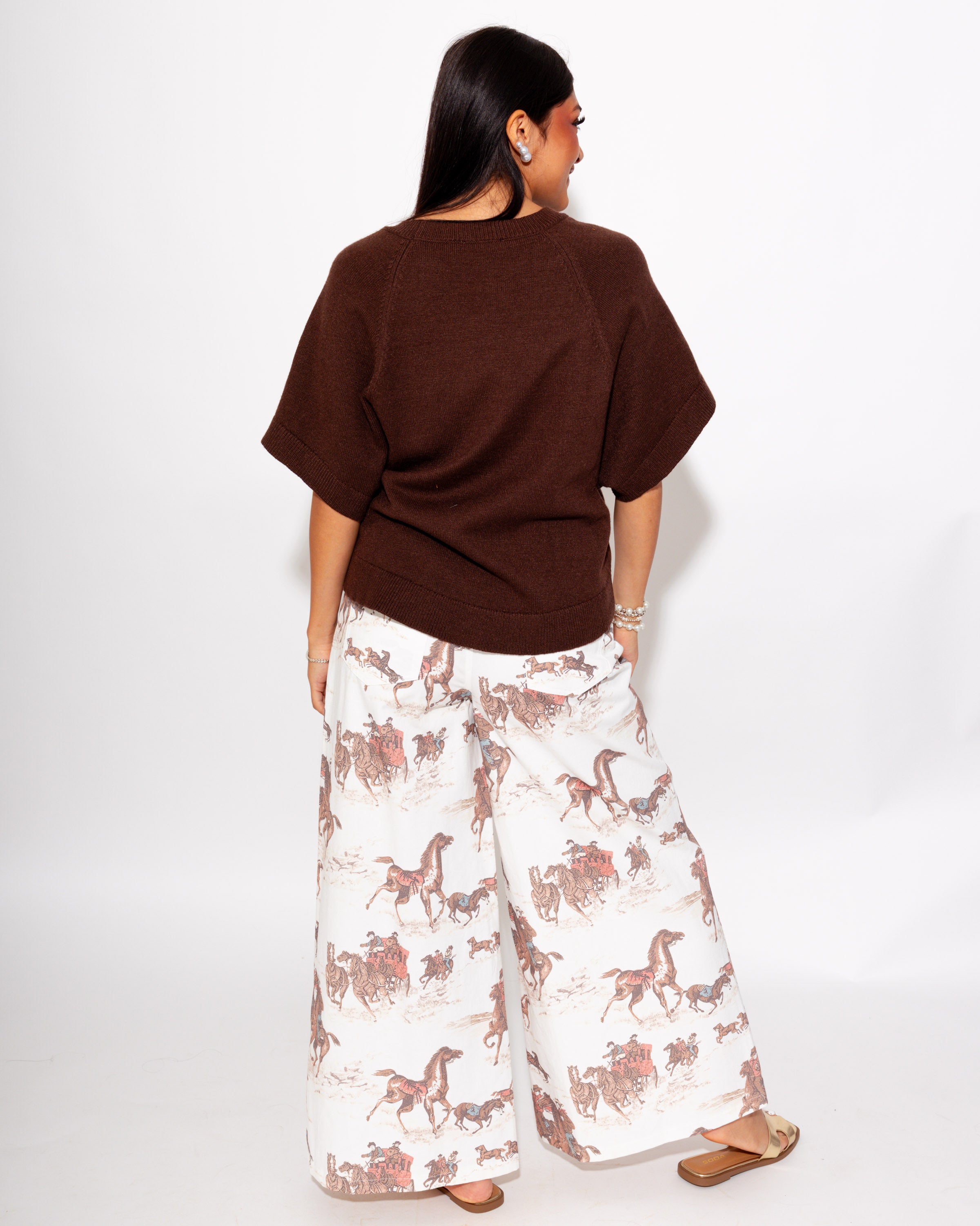 Everyday Dolman Knit Top in Brown