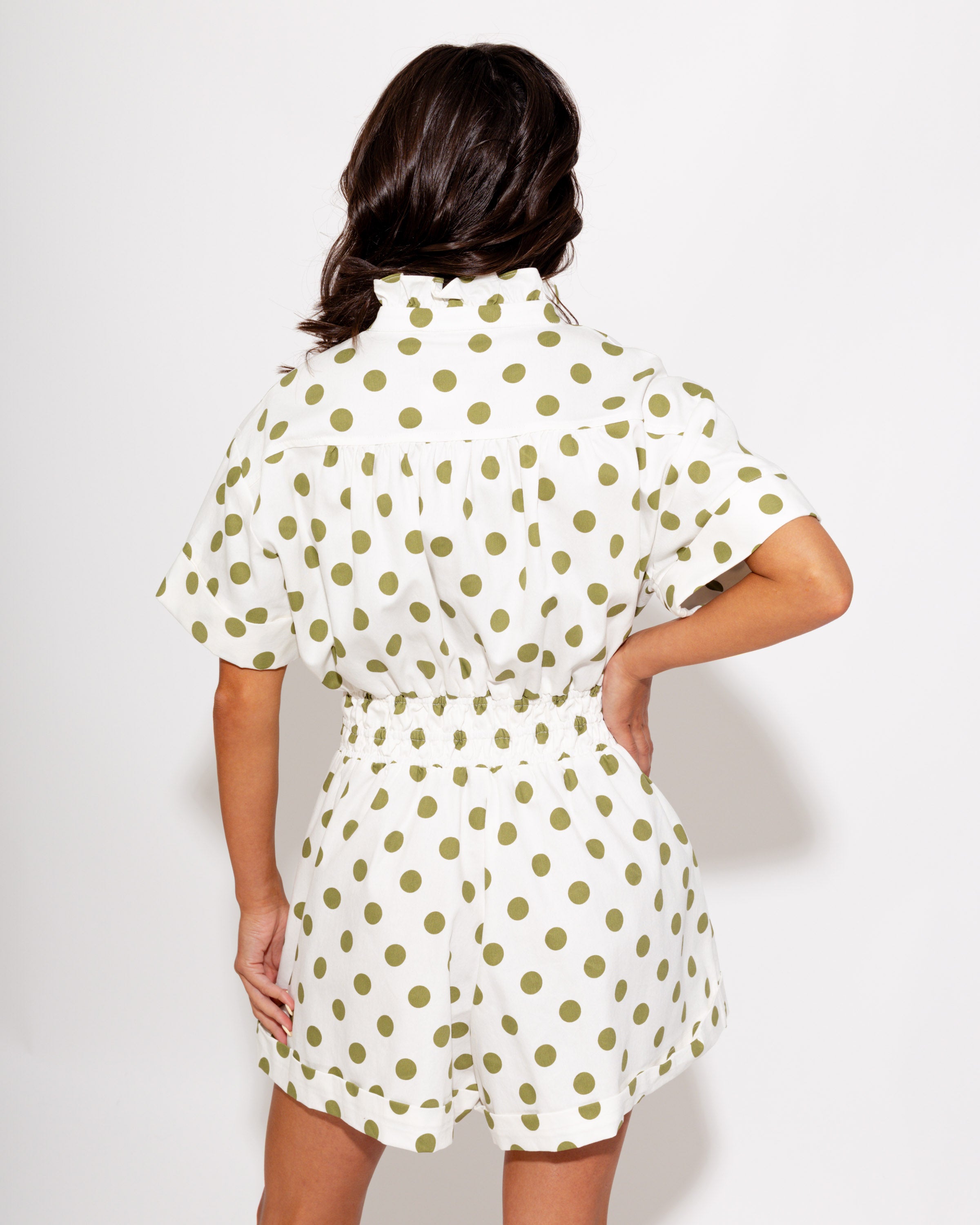 Polka Dot Cinched Waist Romper