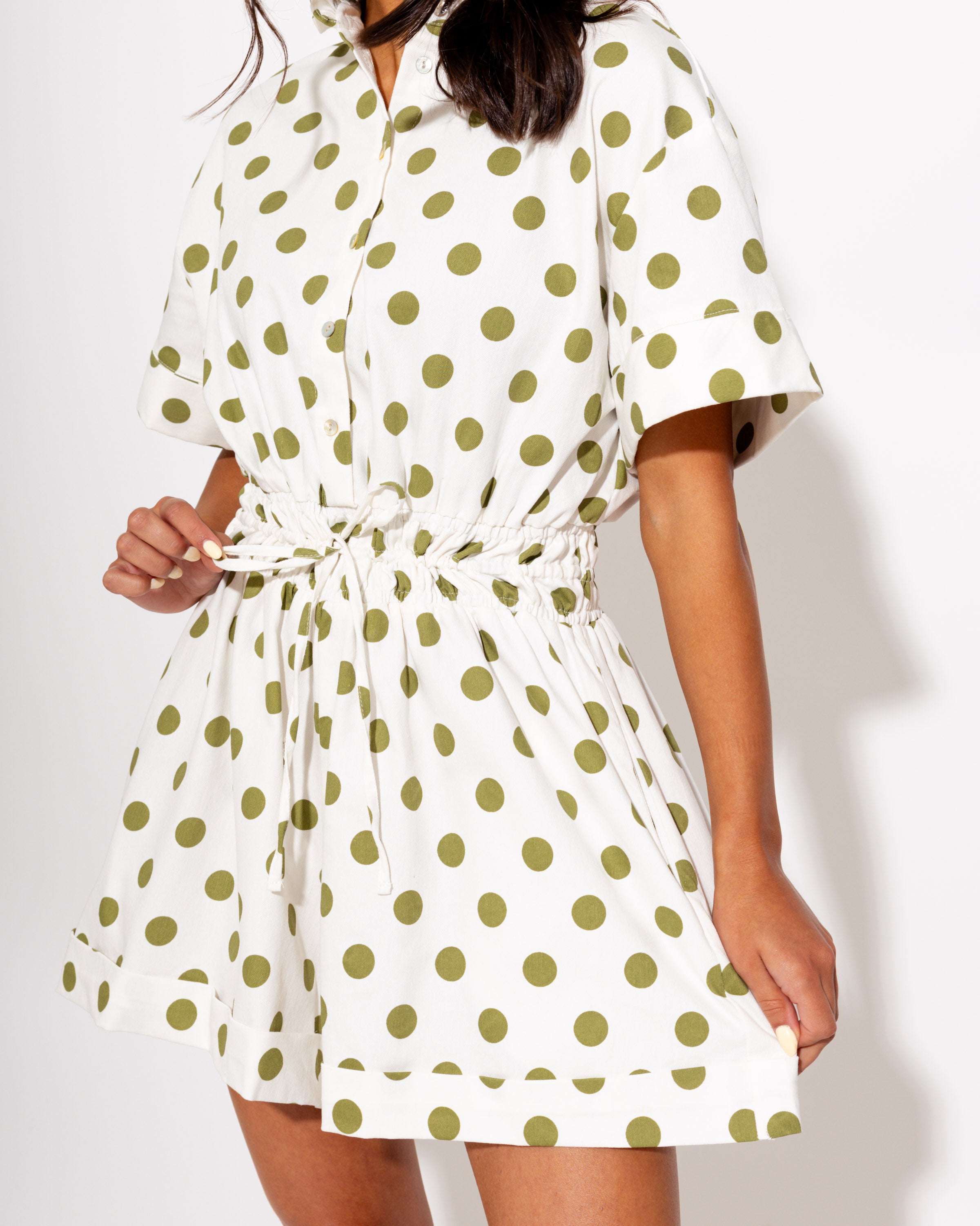 Polka Dot Cinched Waist Romper