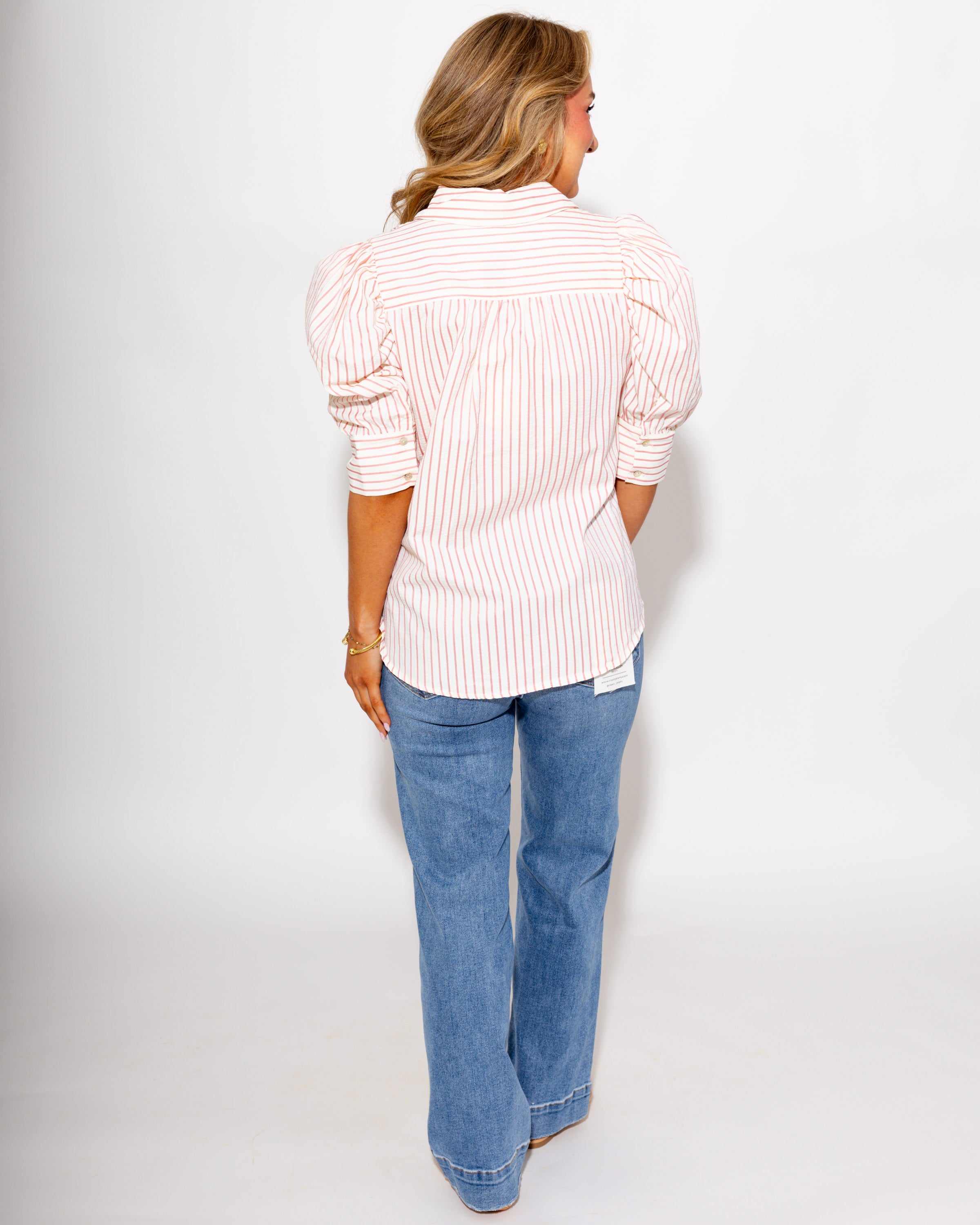Puff SleeveStriped Top in Pink