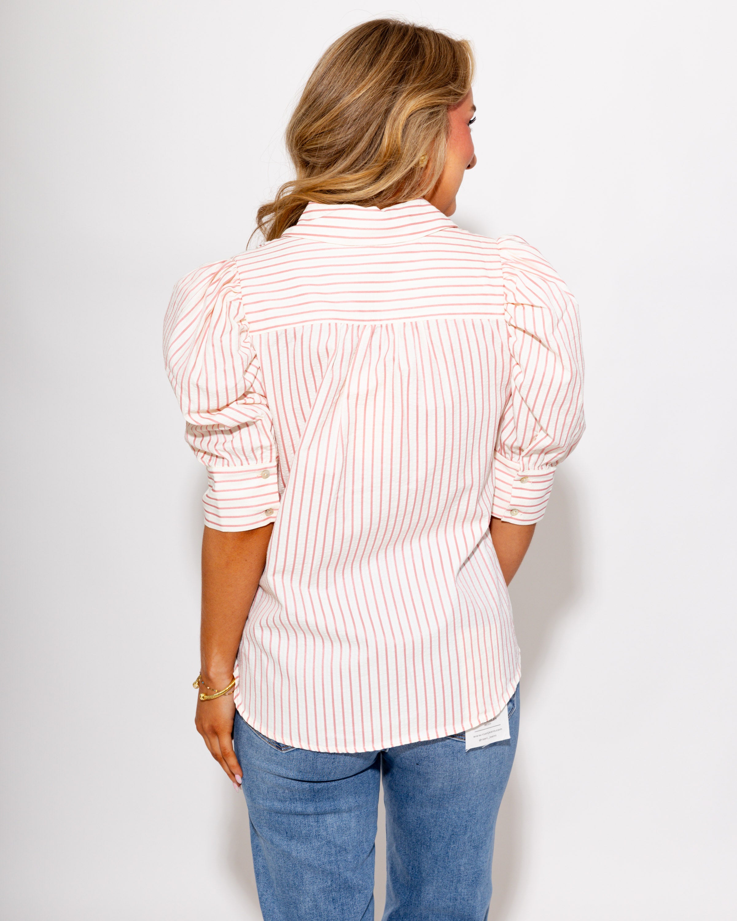Puff SleeveStriped Top in Pink