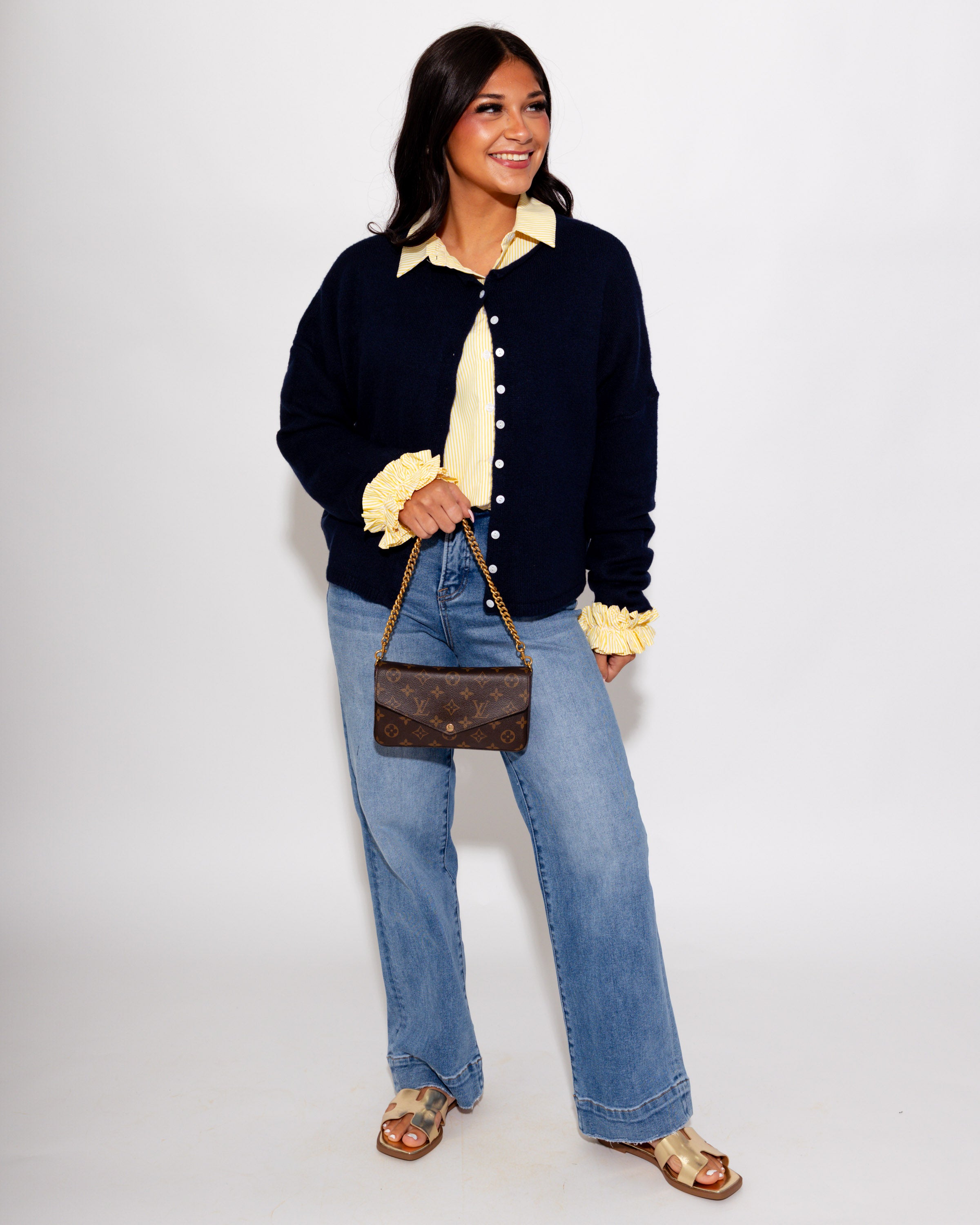 Classic Button Up Cardigan in Midnight