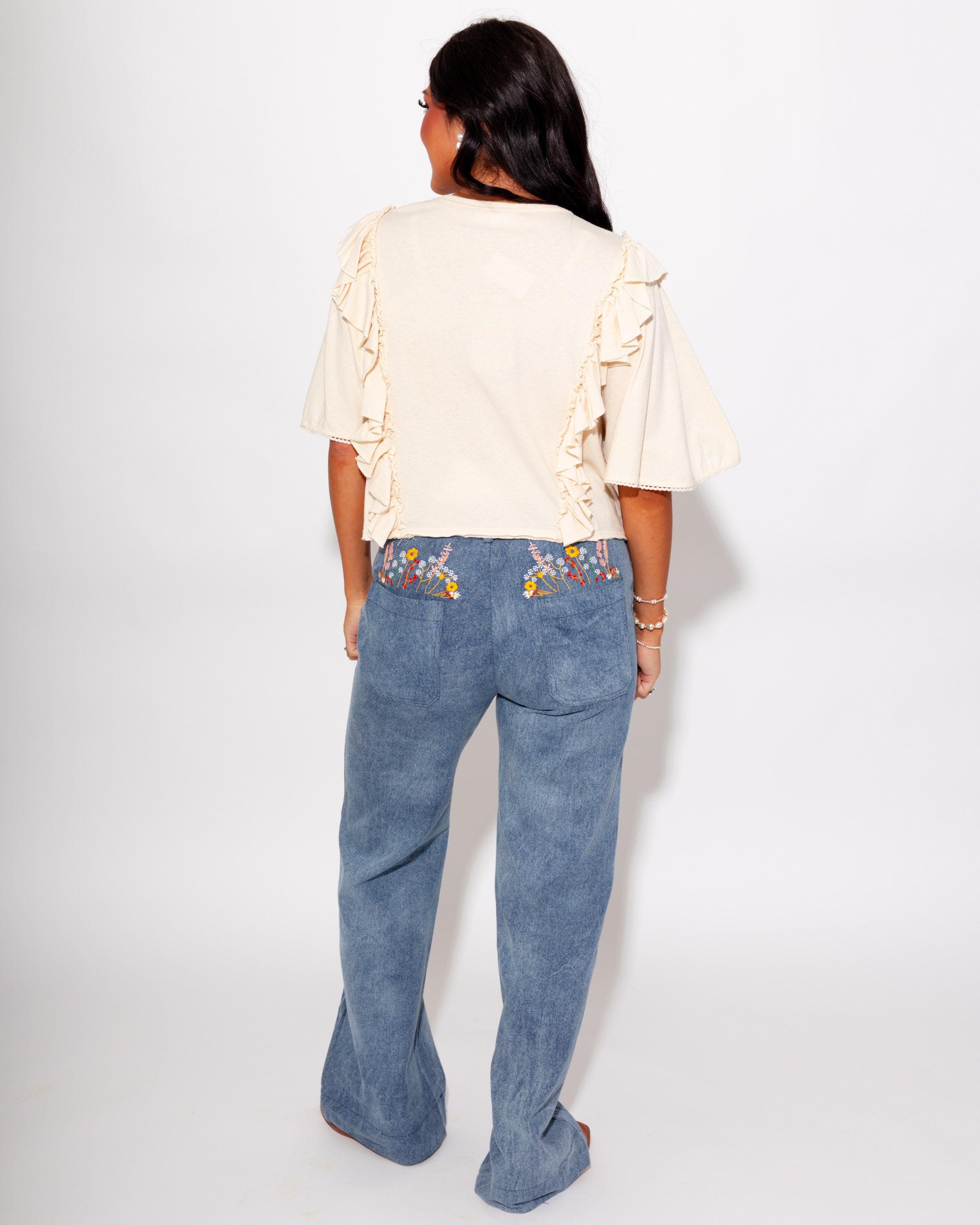 Soft Washed Ruffle Detail Top