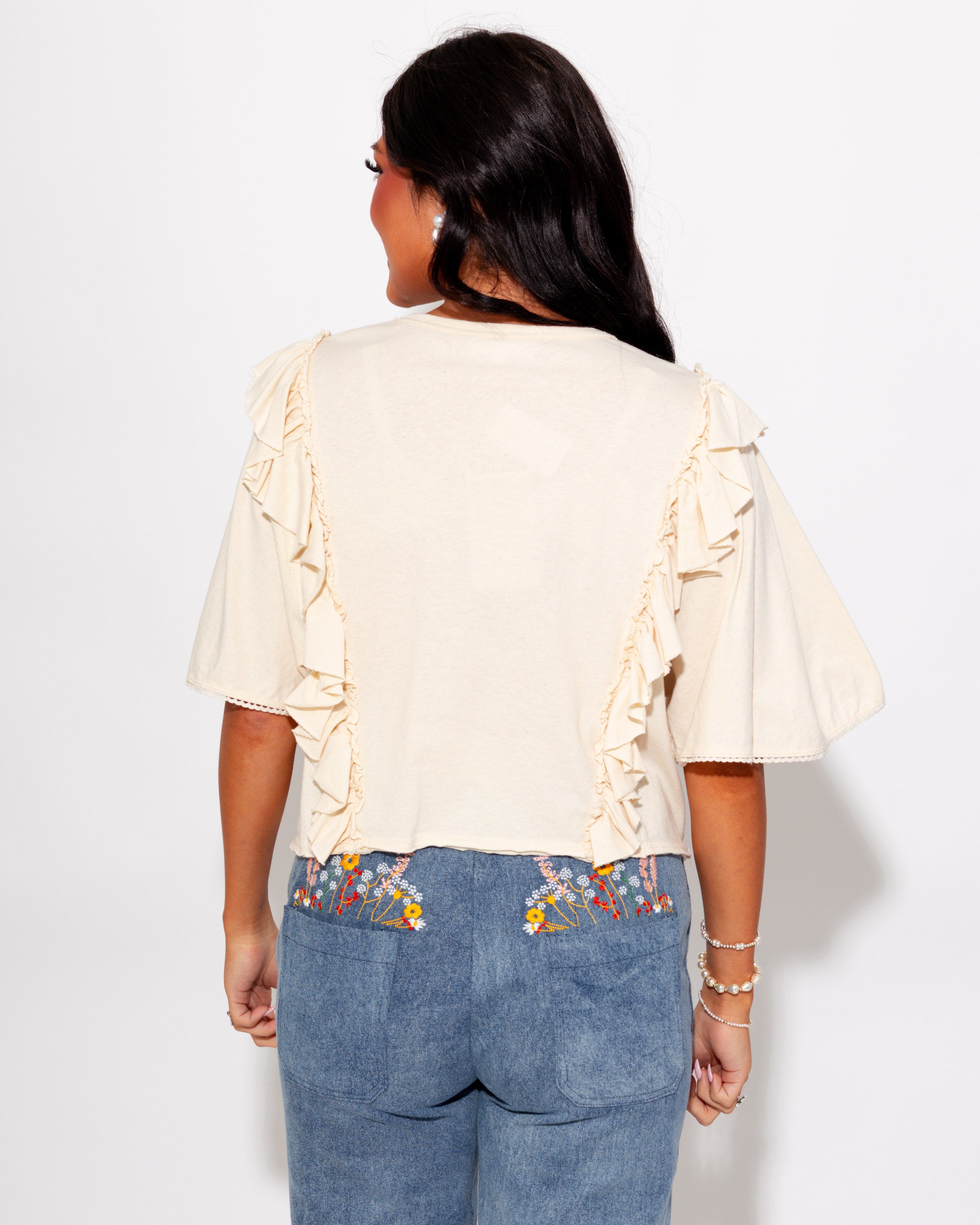 Soft Washed Ruffle Detail Top