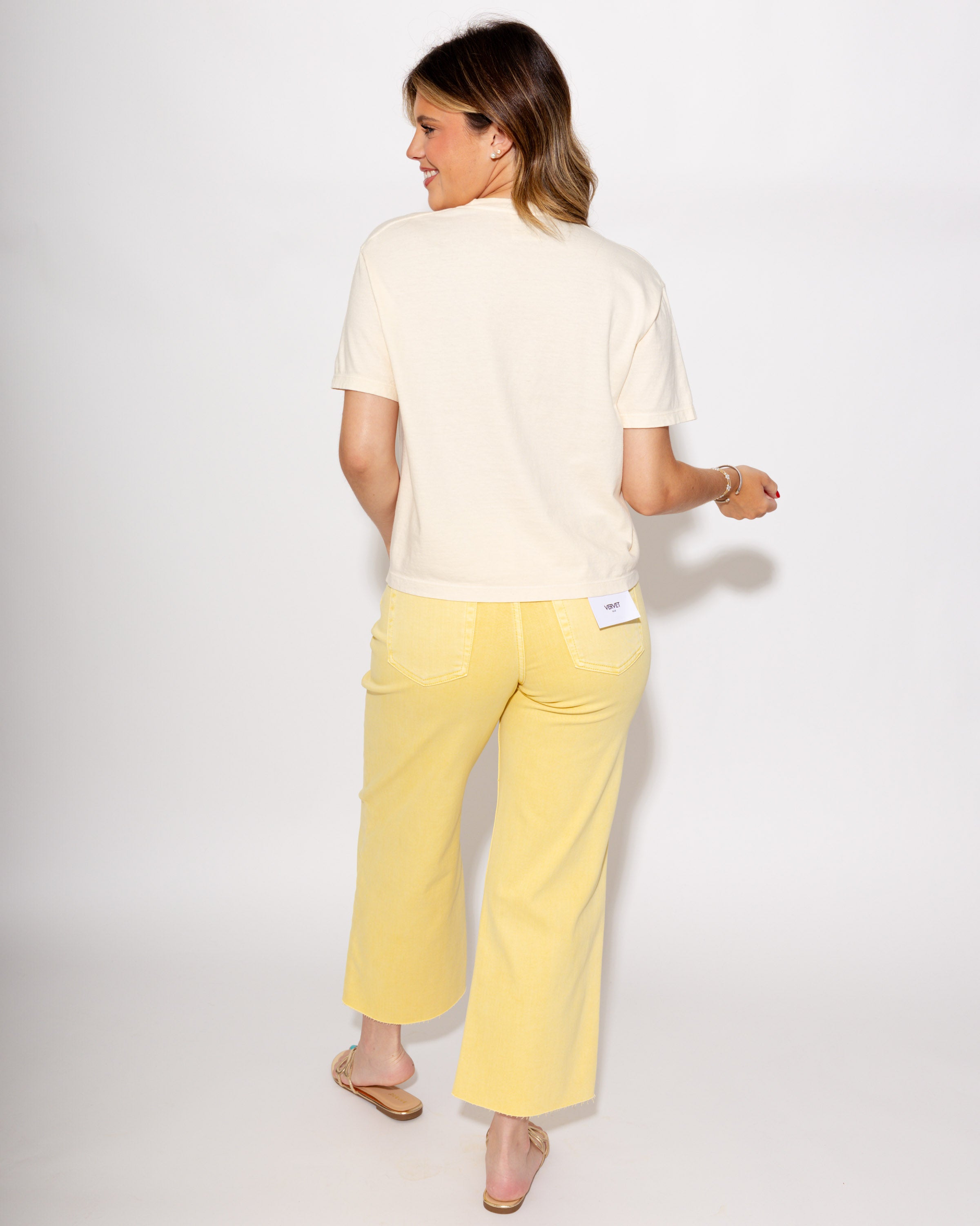 Vervet | High Rise Crop Wide Leg Jeans in Yellow