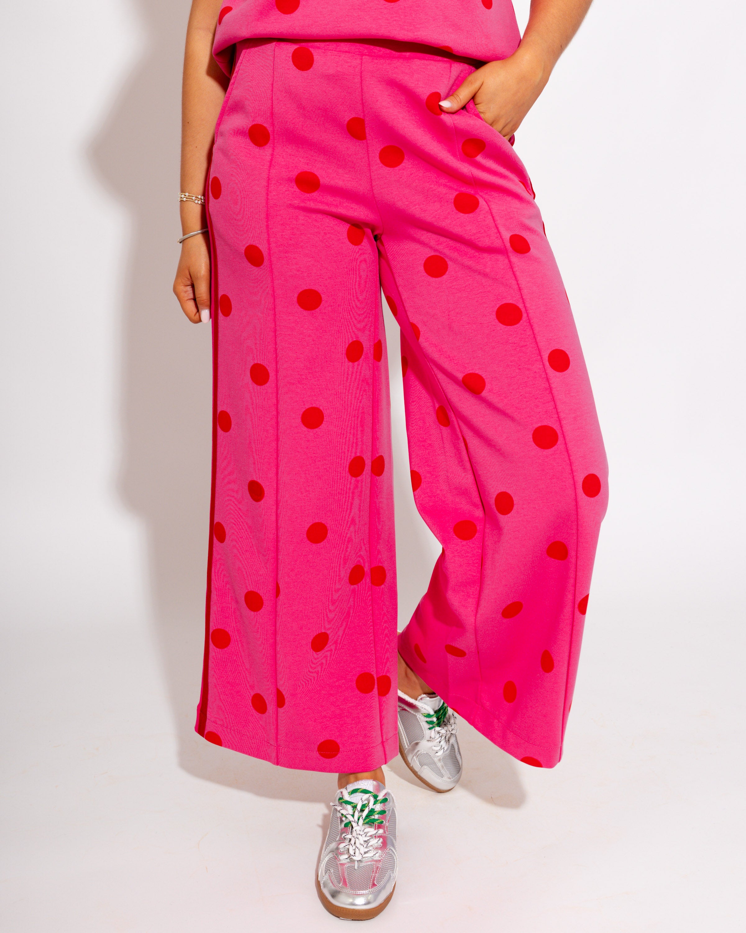 Polka Dot Lounge Set in Hot Pink