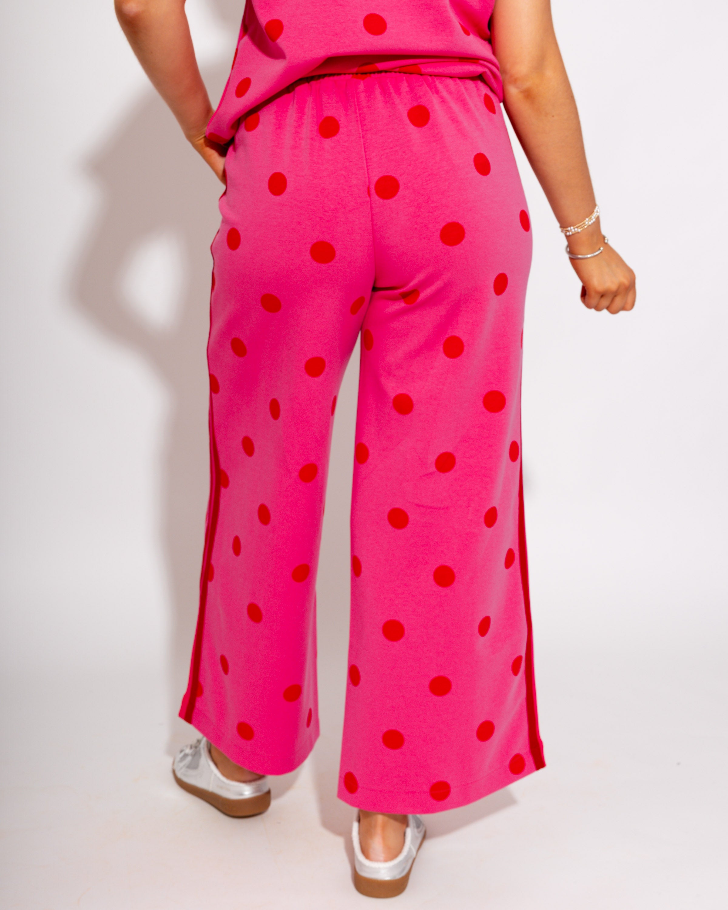 Polka Dot Lounge Set in Hot Pink
