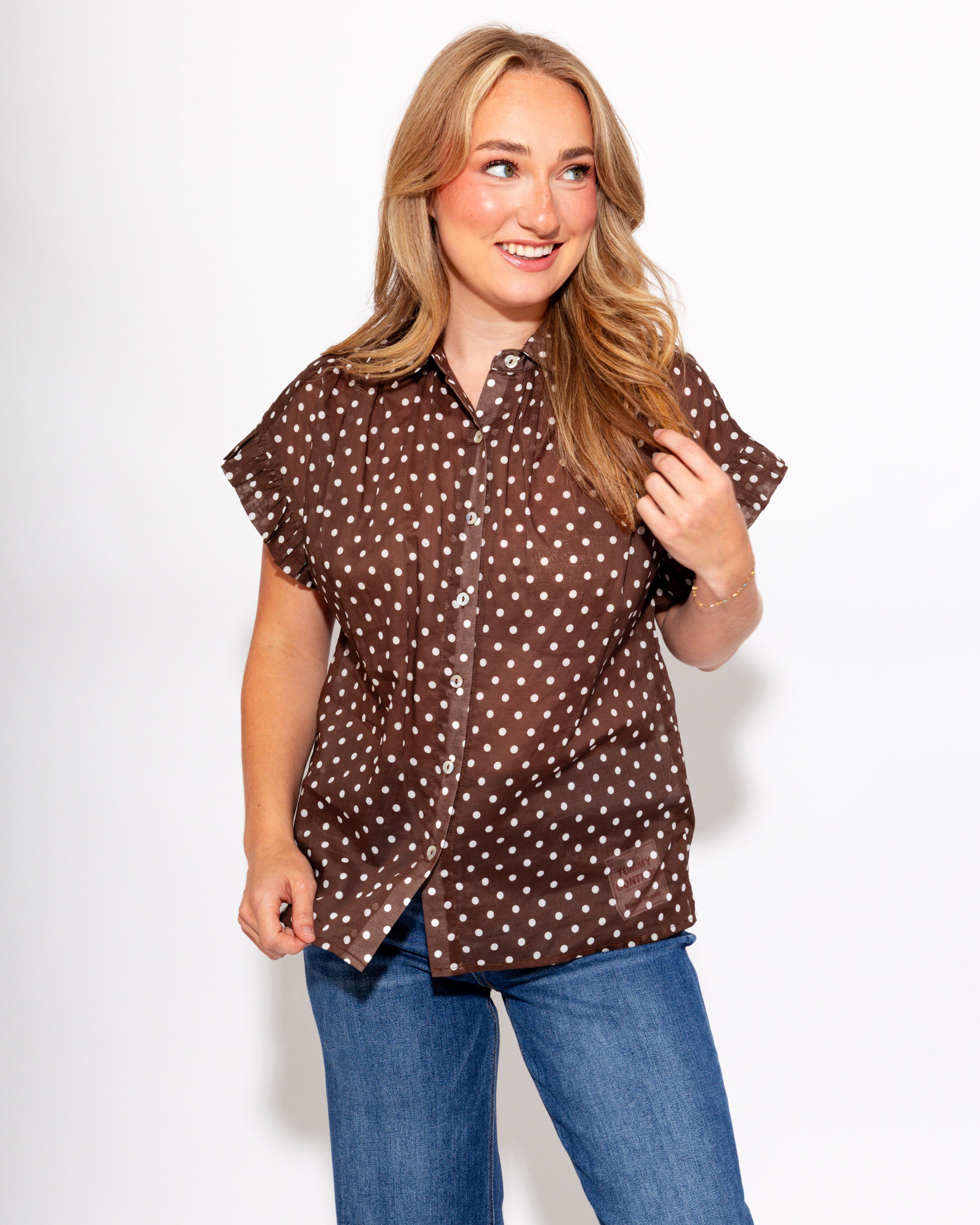 Polka Dot Ruffle Top