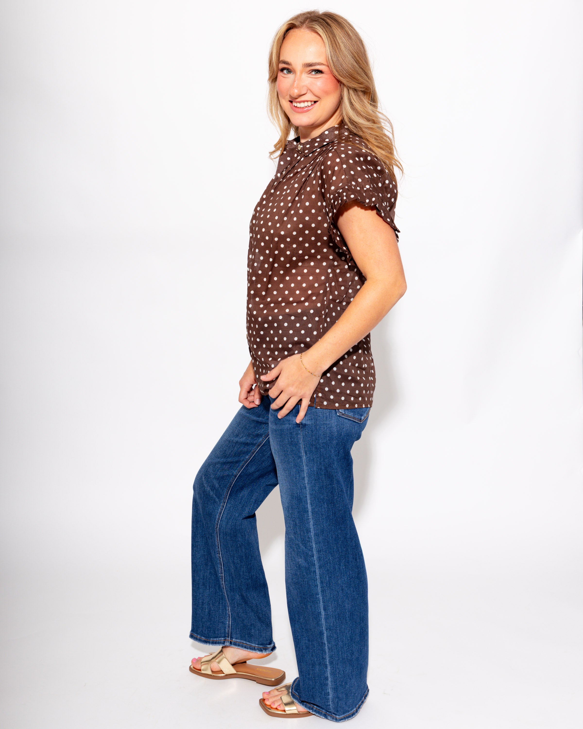 Polka Dot Ruffle Top