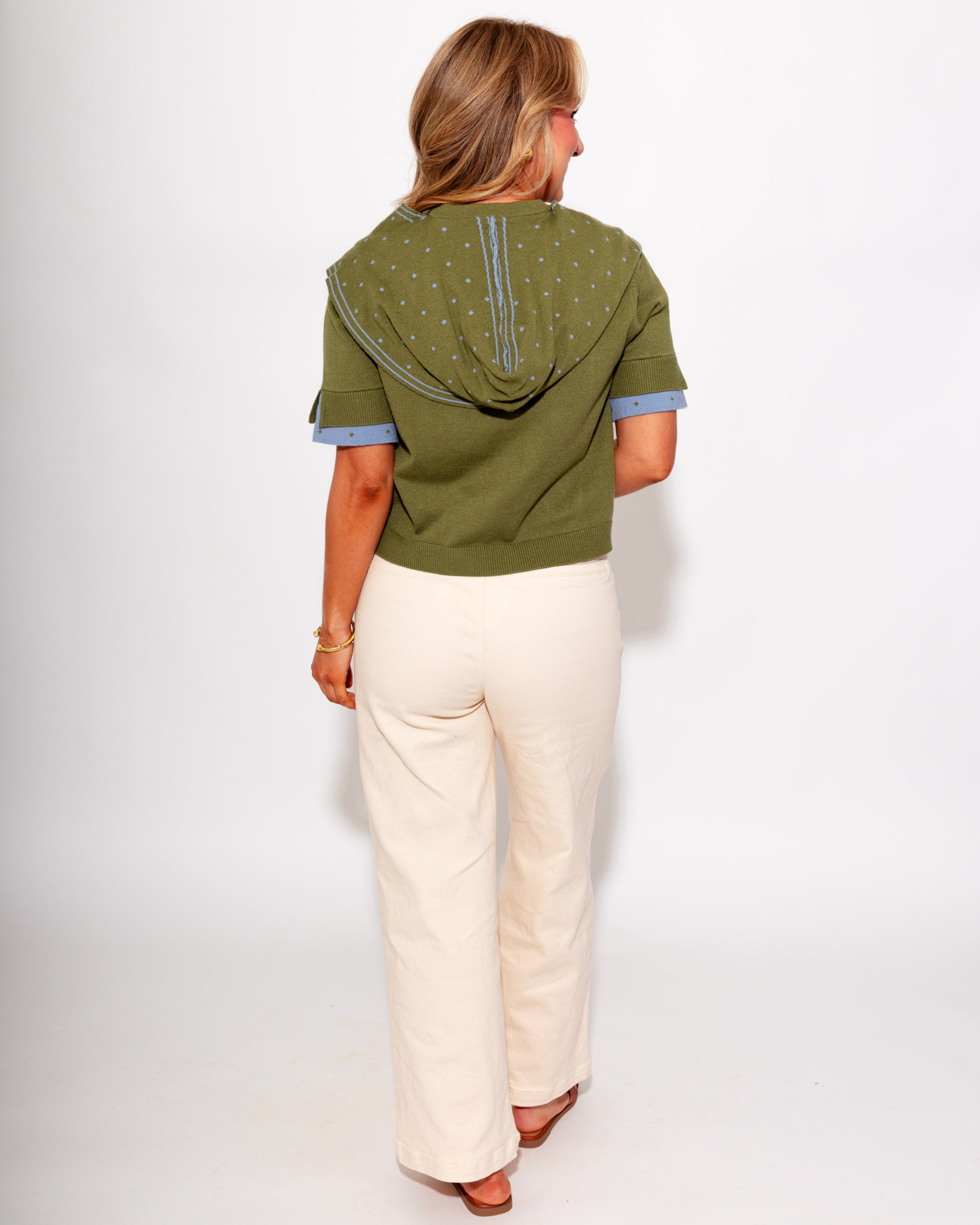Polka Dot Accent Scarf Top