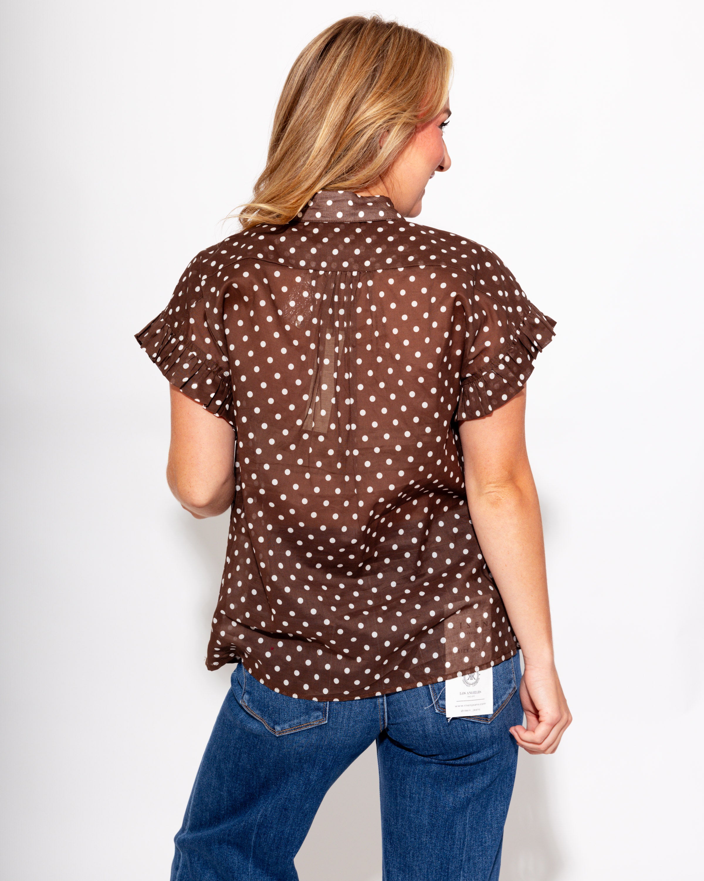 Polka Dot Ruffle Top
