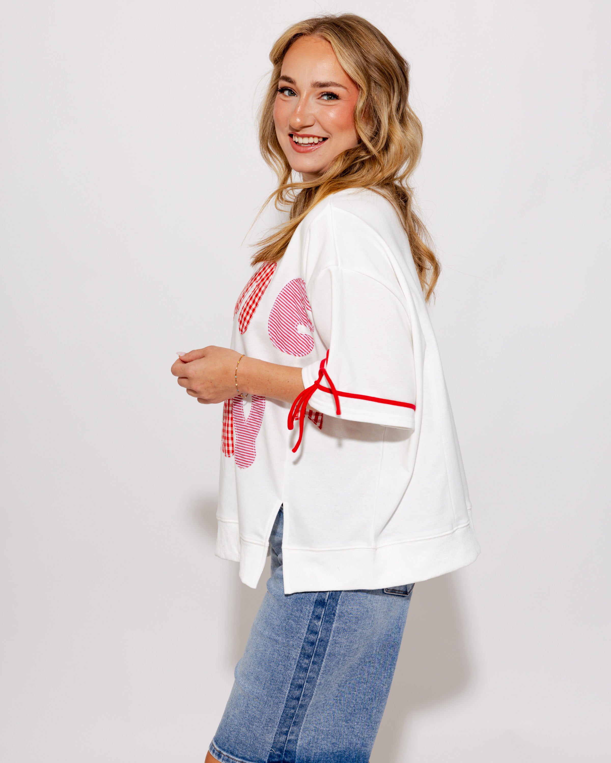 Game Day Patchwork Boxy Tee in Red