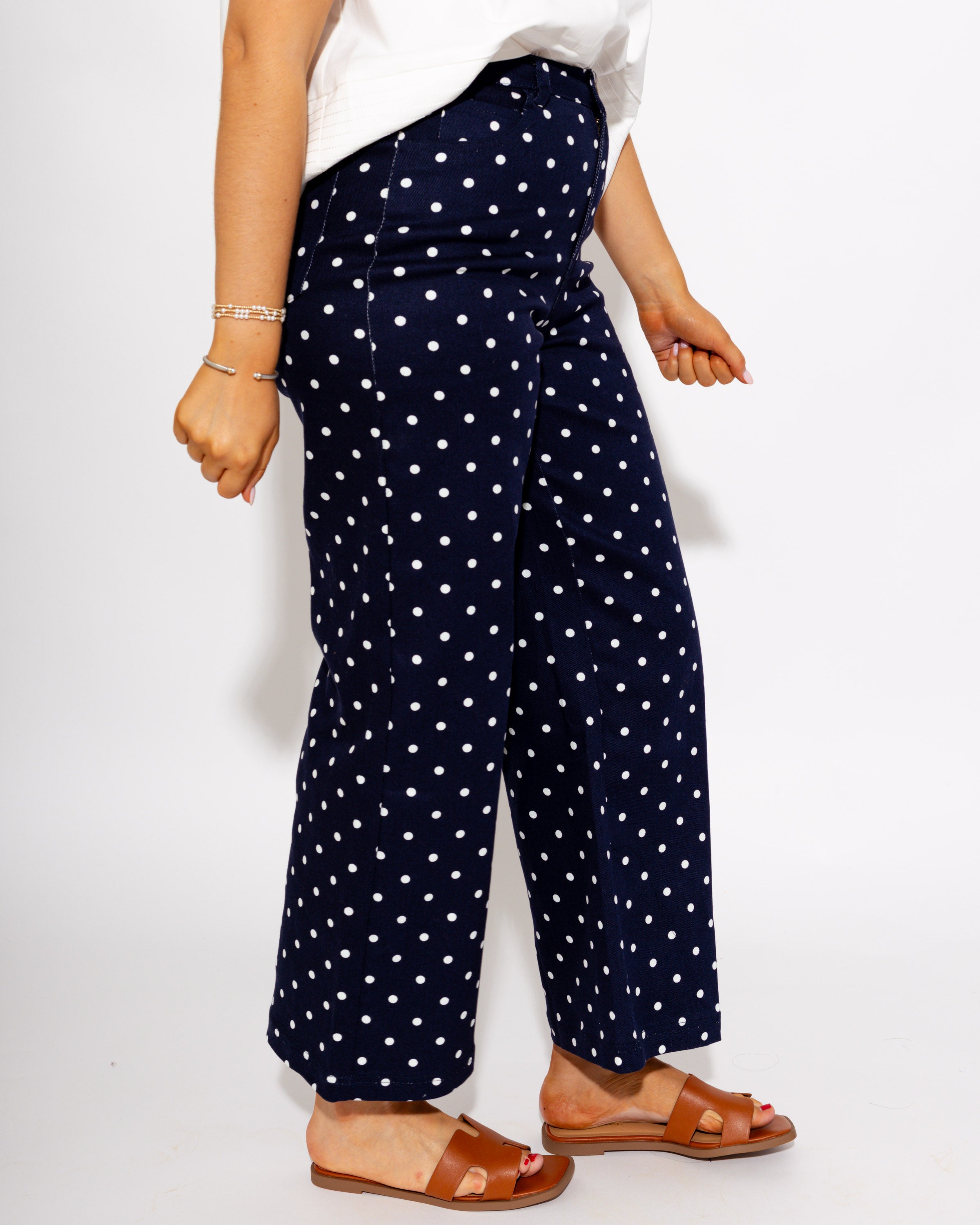 Tailored Polka Dot Pants in Navy