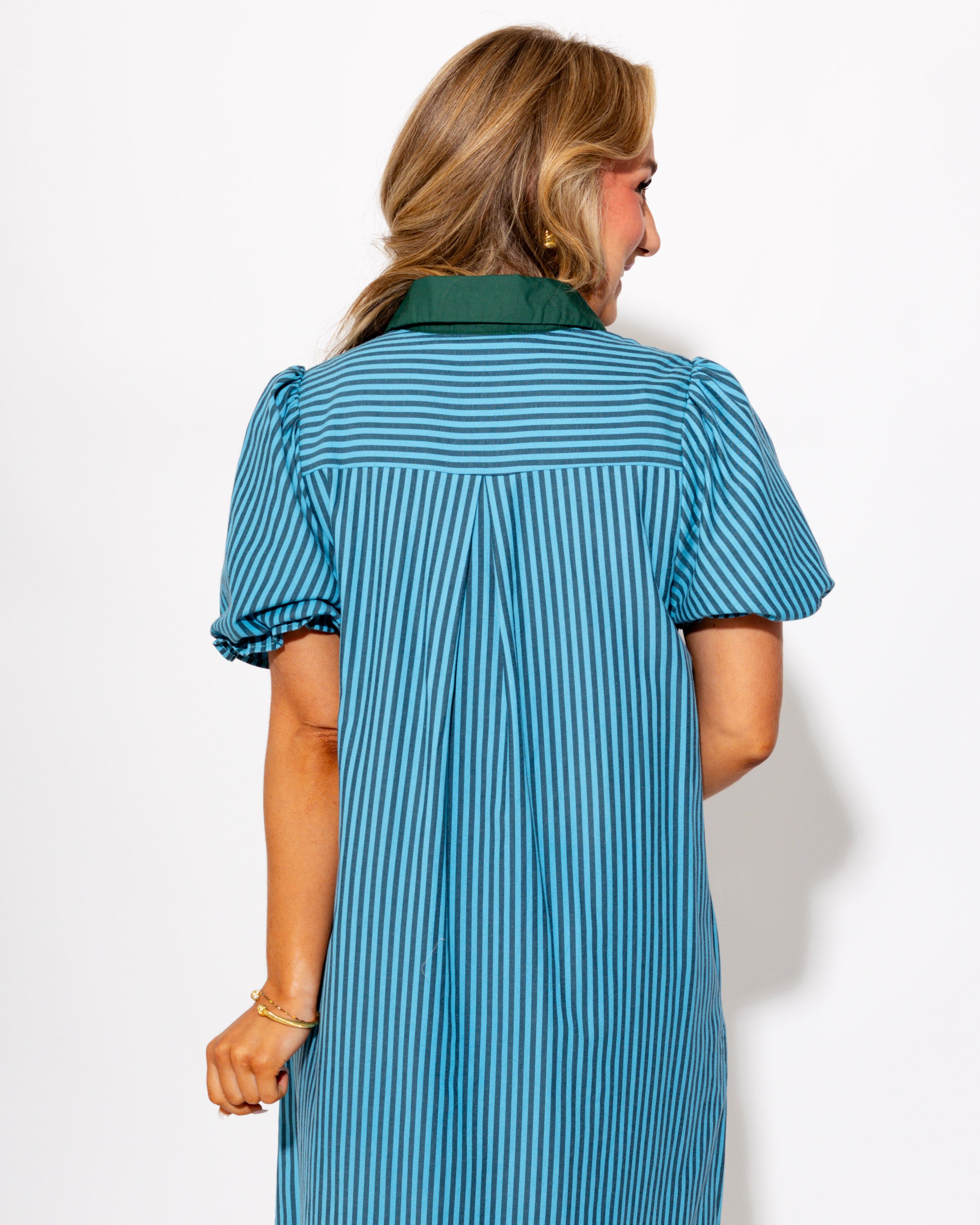 Button Front Stripe Midi Dress