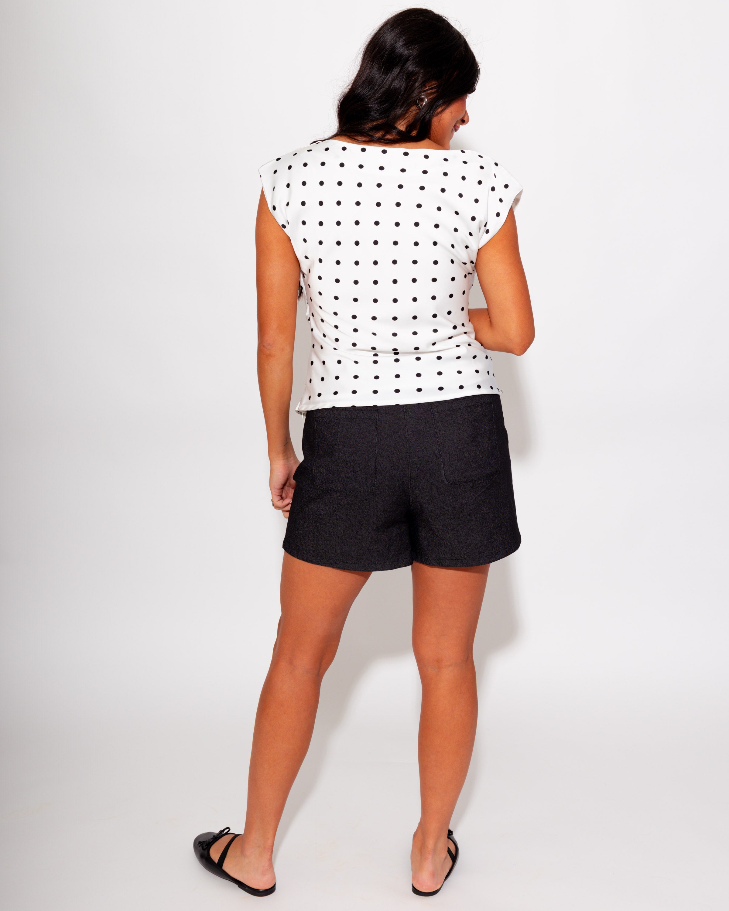 Timeless Polka Dot Ruched Top