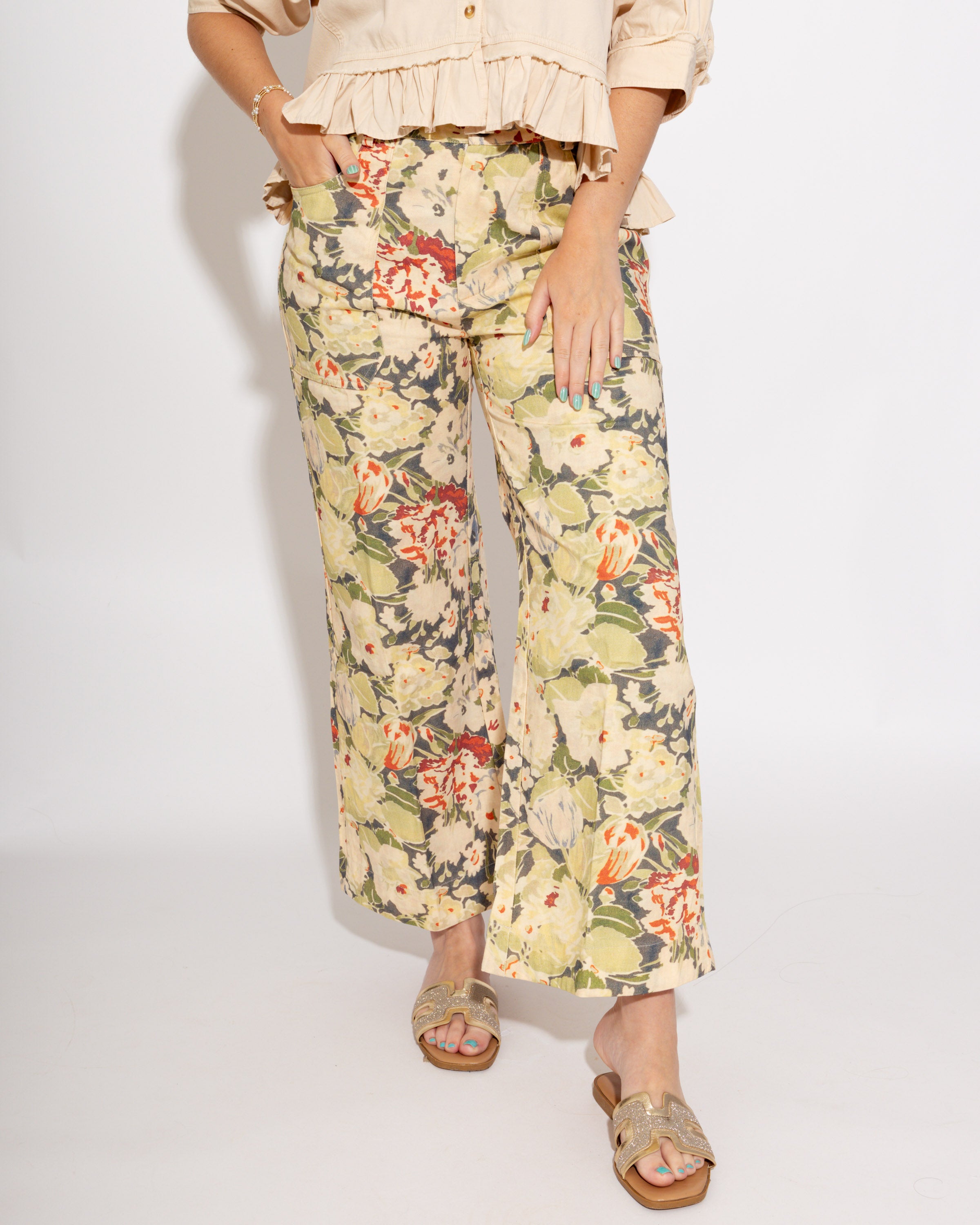 Floral Statement Wide Leg Tailored Pants