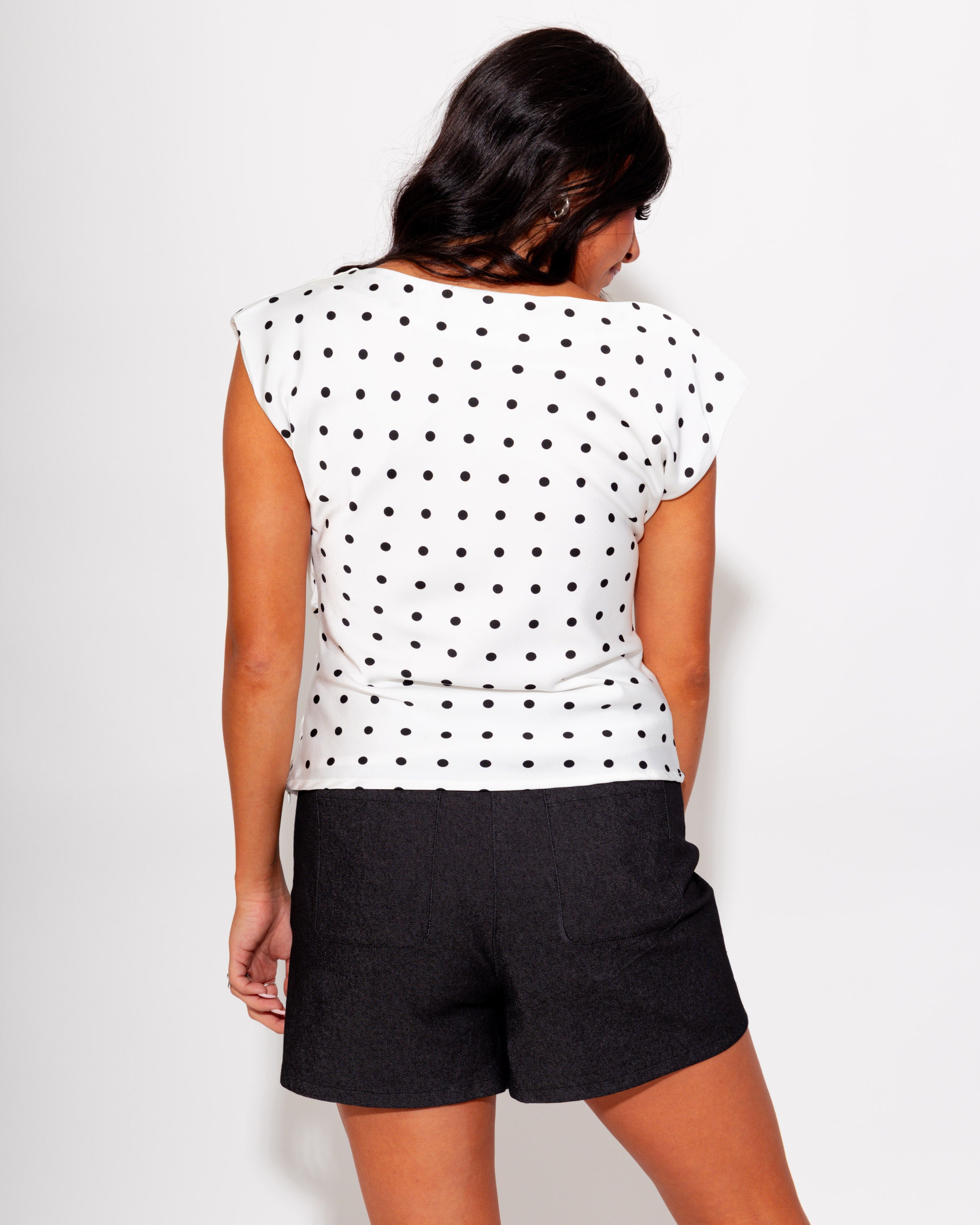 Timeless Polka Dot Ruched Top