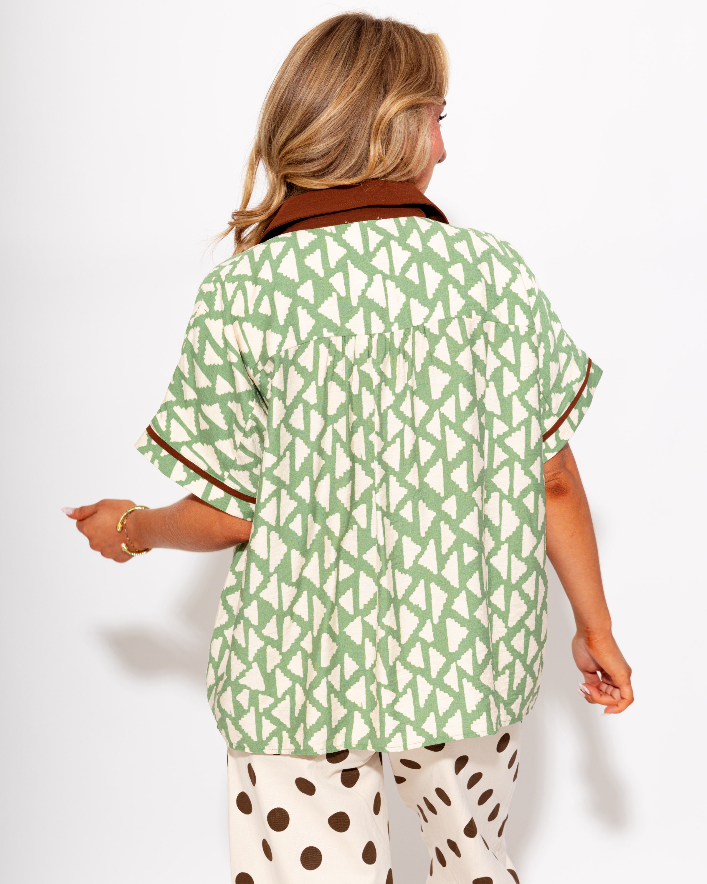 Geo Print Contrast Top