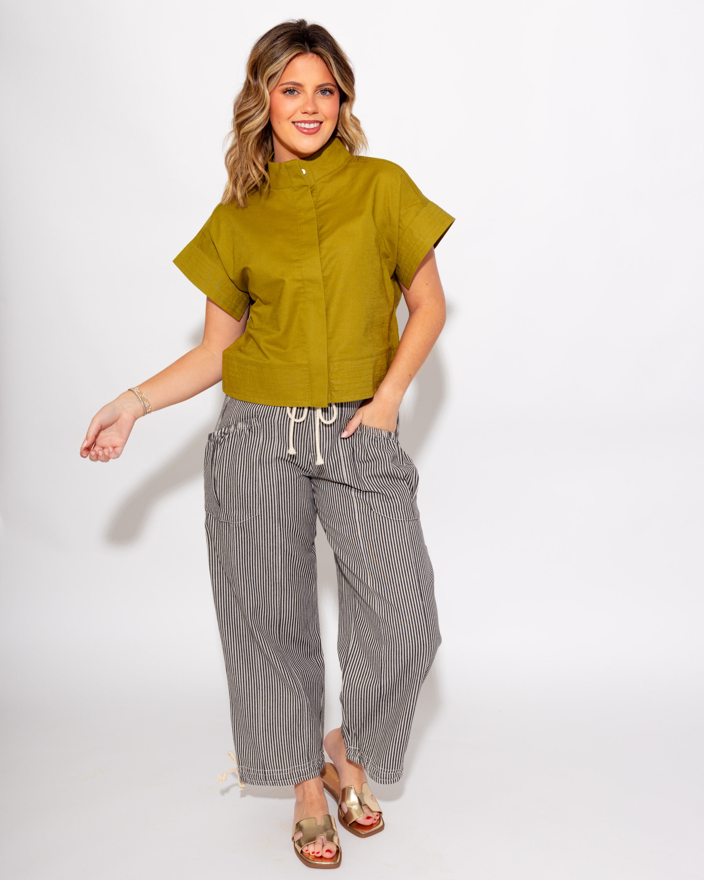 Timeless Short Sleeve Top in Martini Olive