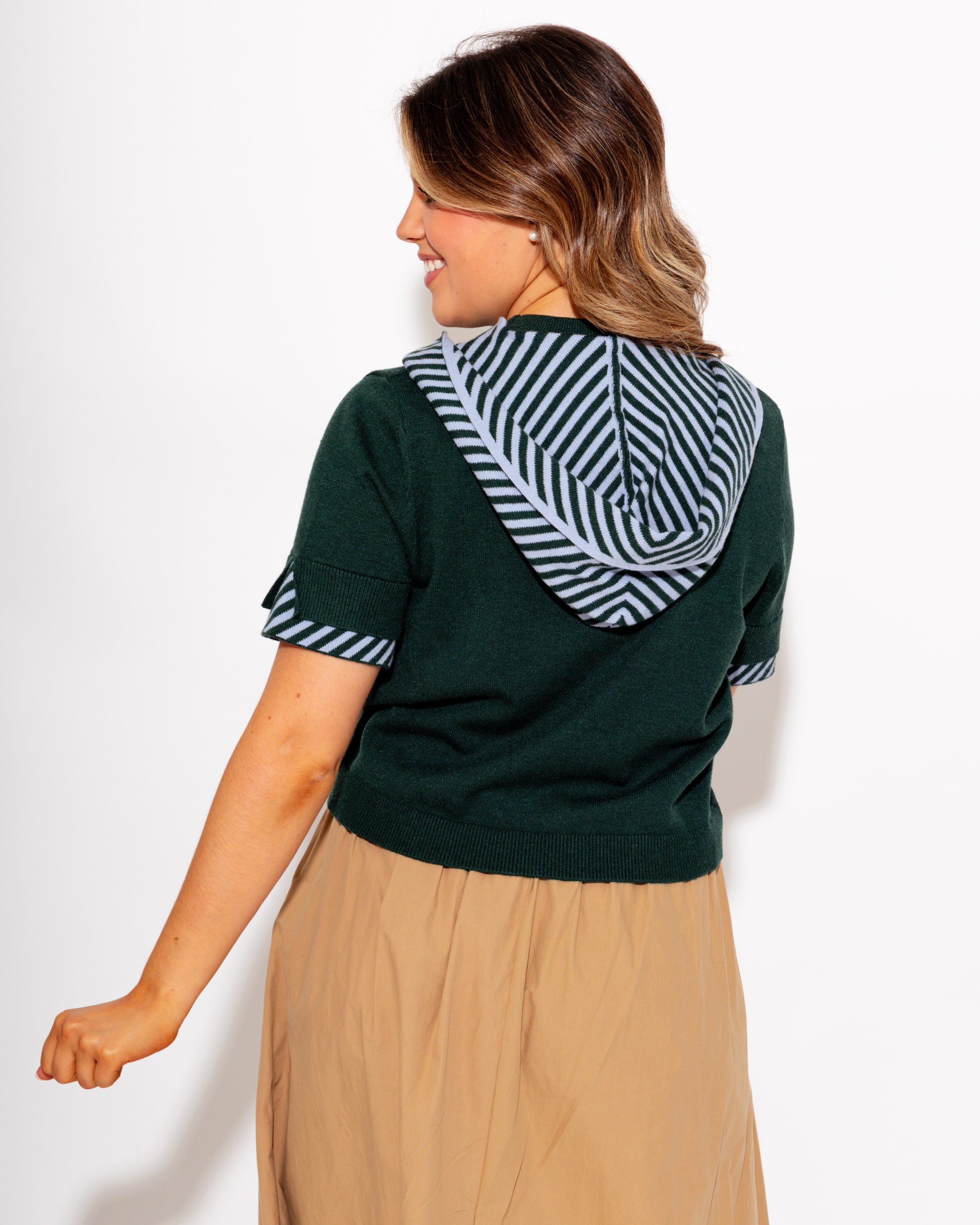 Striped Scarf Detail Knit Top