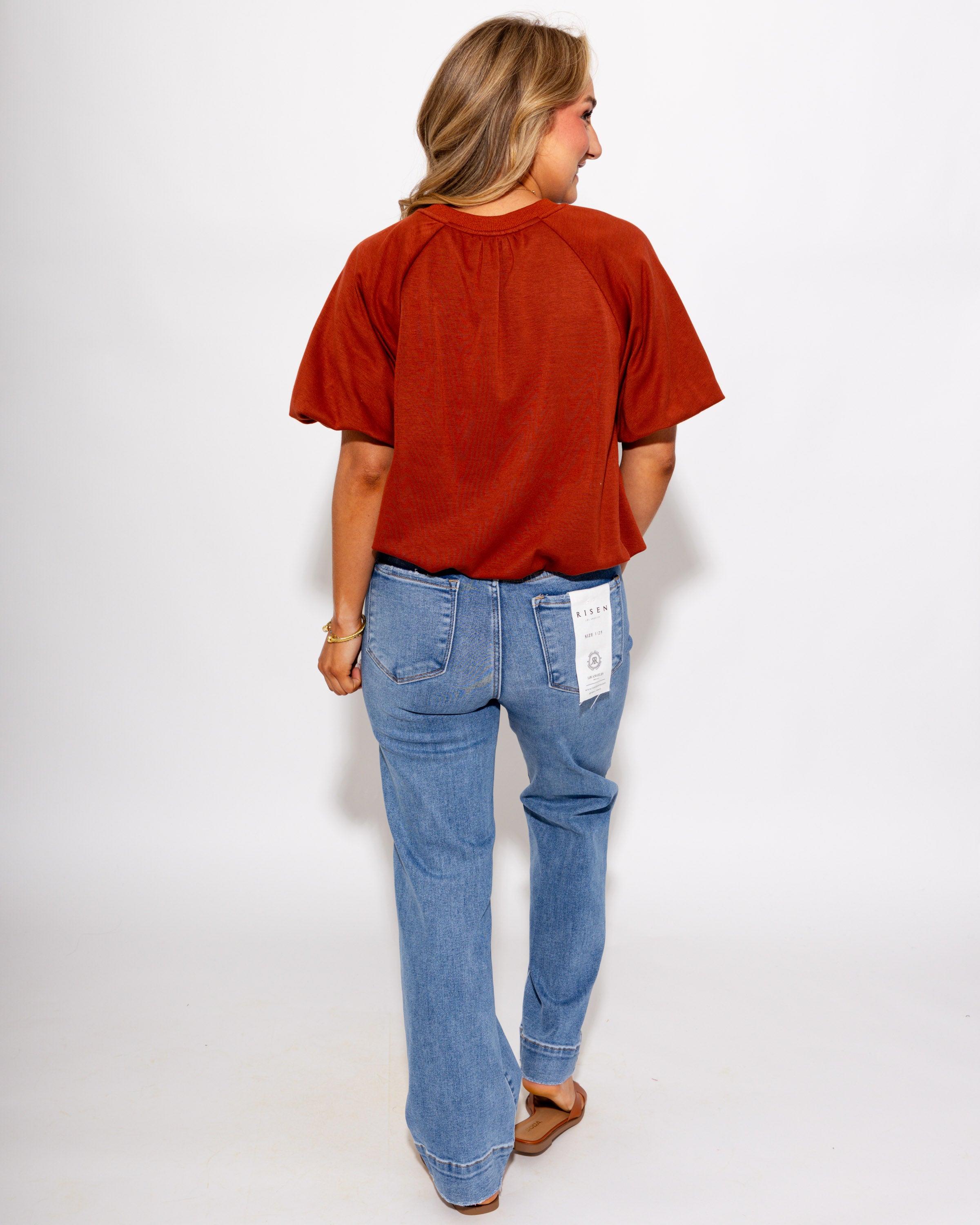Gathered Detail Top in Rust