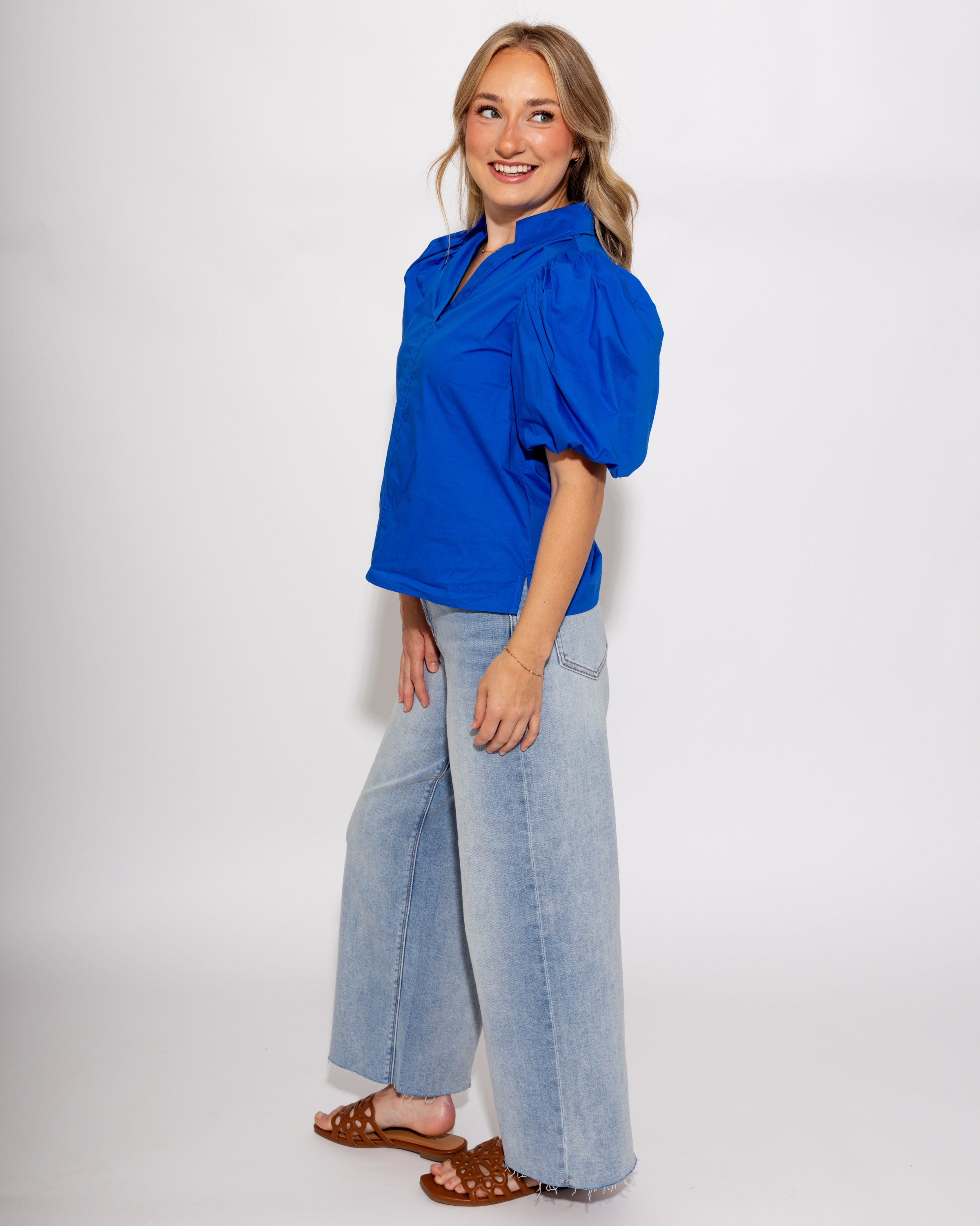 Light Wash Clean Stretch Cropped Wide Leg