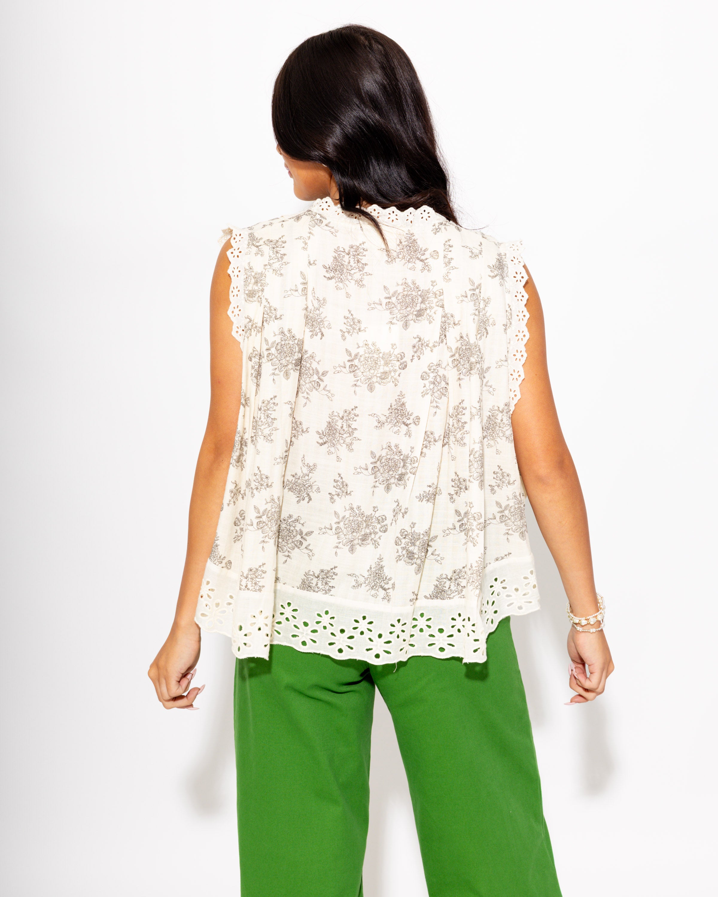 Vintage Taupe Floral Lace Top