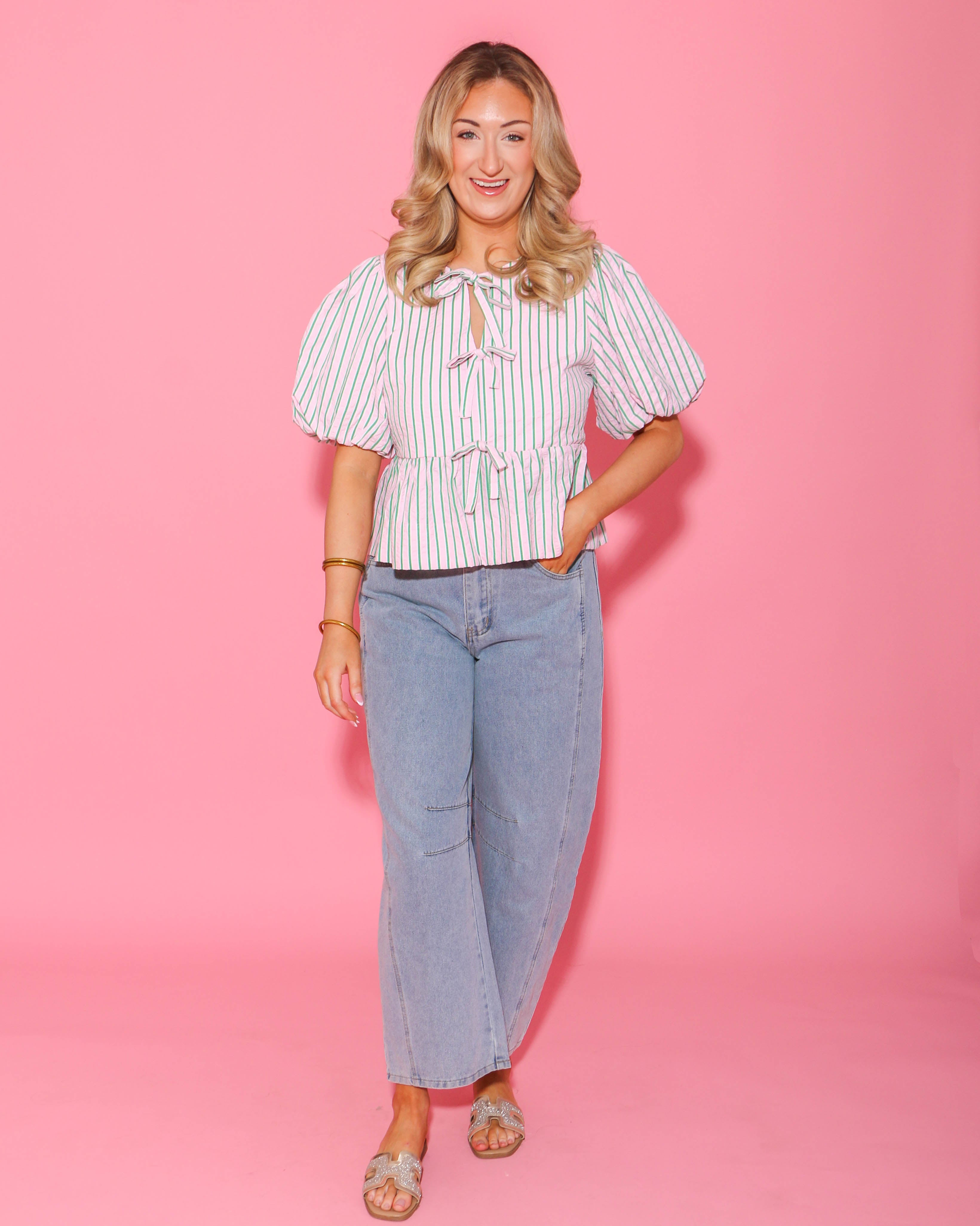 Light Wash Denim High Waisted Barrel Jeans