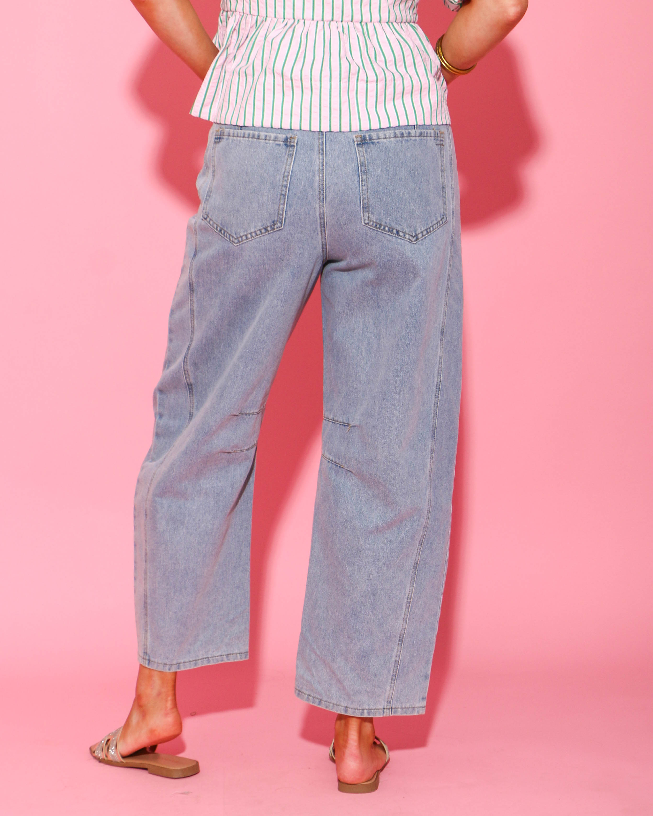 Light Wash Denim High Waisted Barrel Jeans