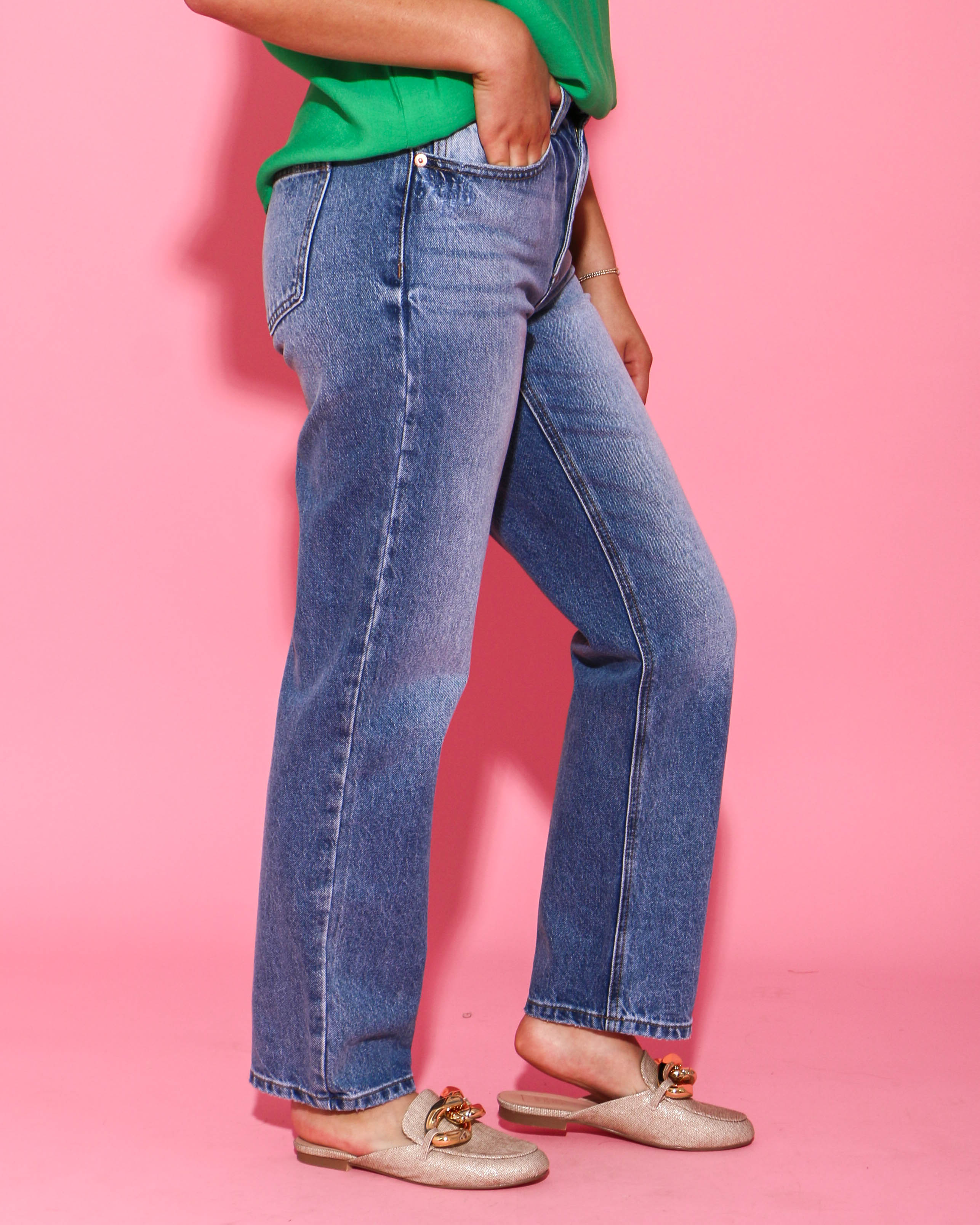 HIGH RISE STRAIGHT JEANS IN VINTAGE LIGHT WASH