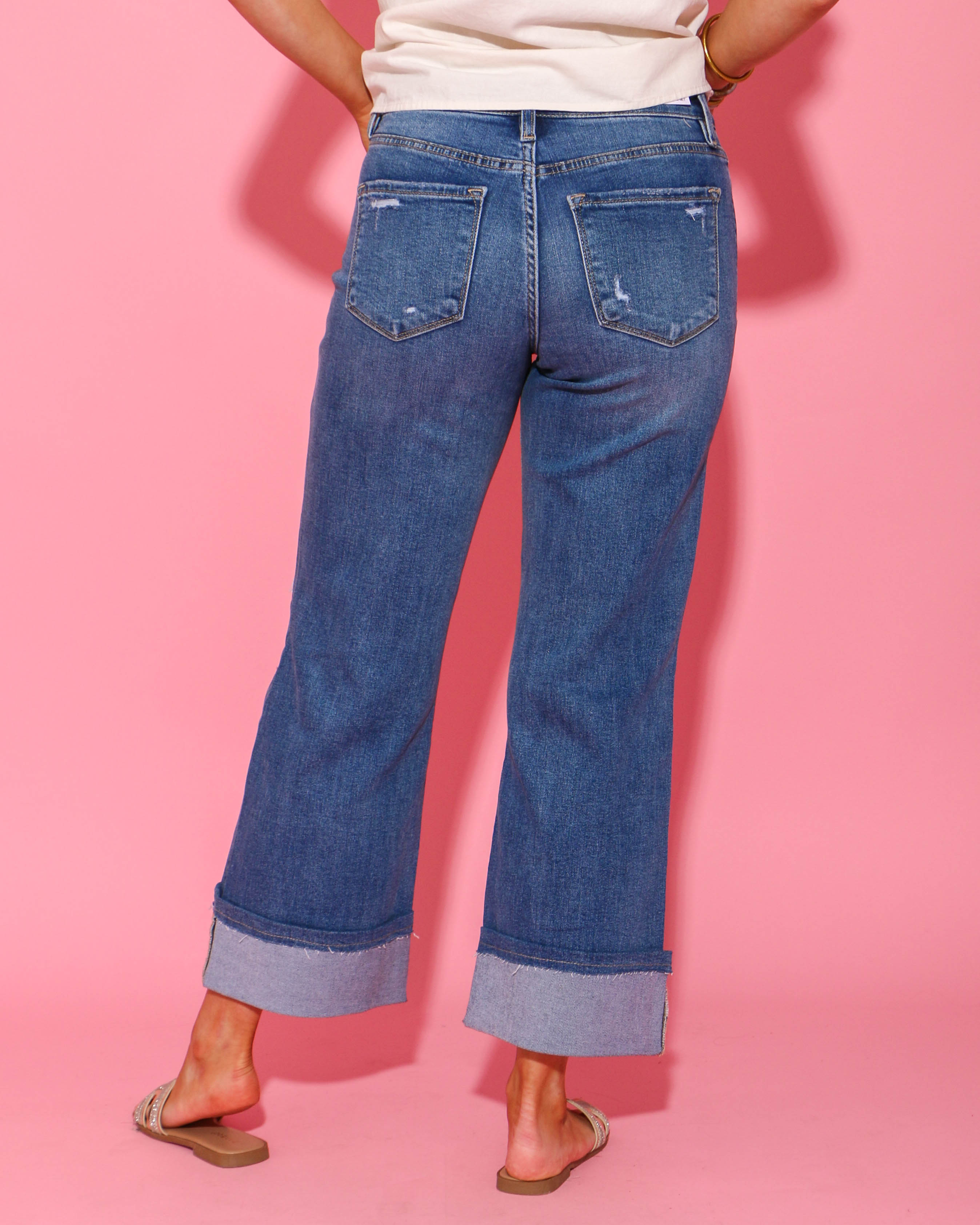 Hey There High Rise Cuffed Jeans in Medium