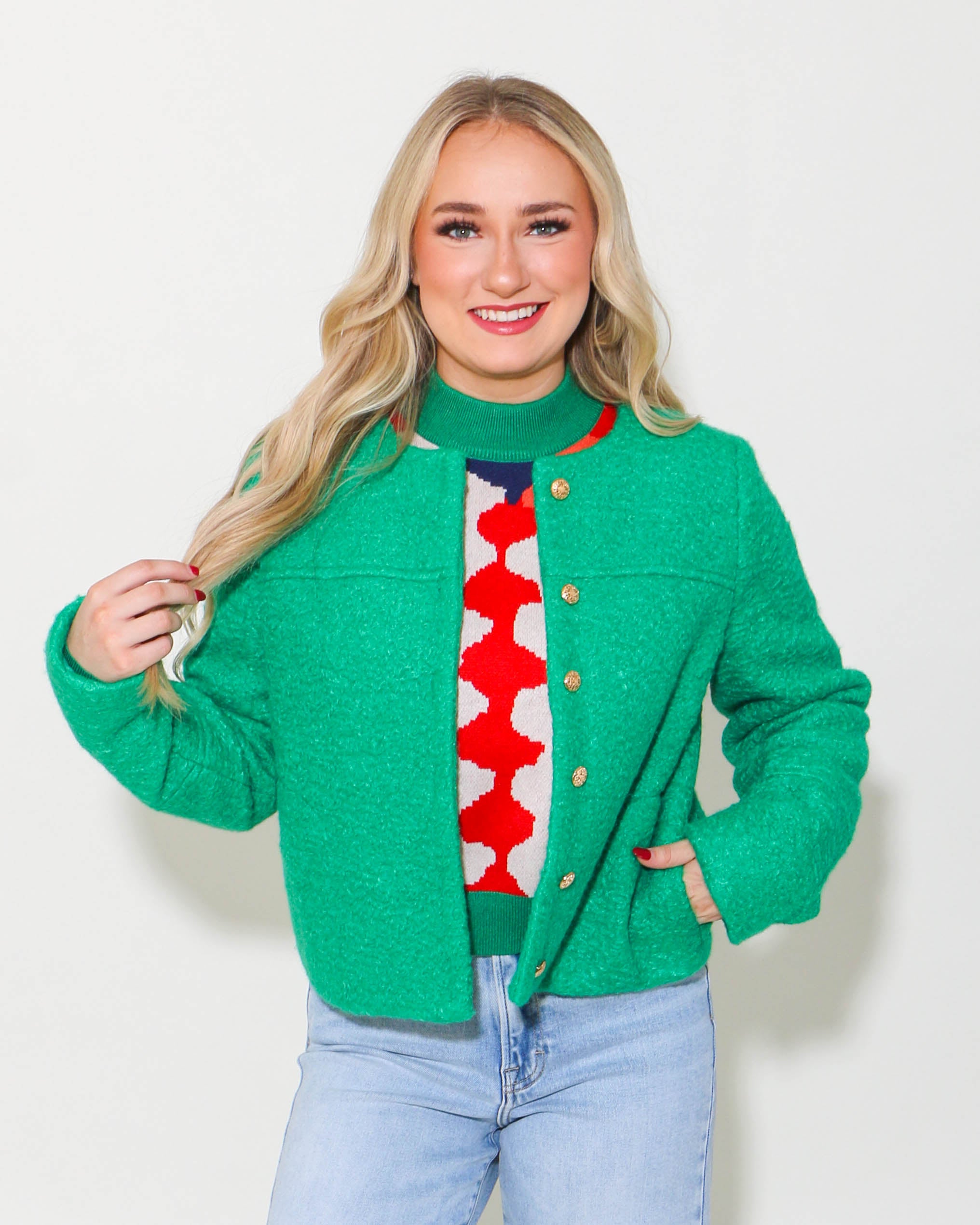Button Up Boucle Jacket