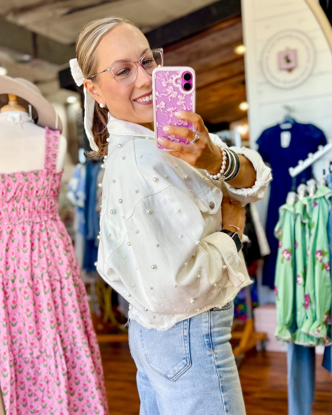 Pearl Studded Denim Jacket