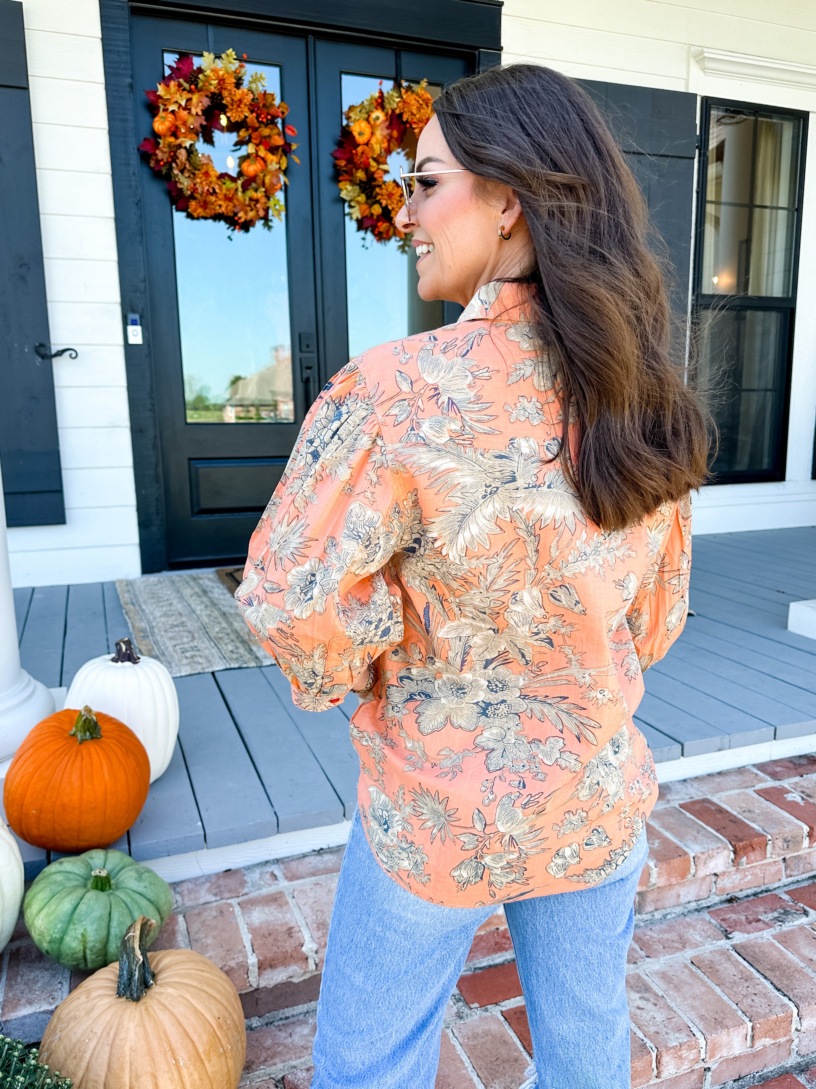 Snap Front Shirt in Coral