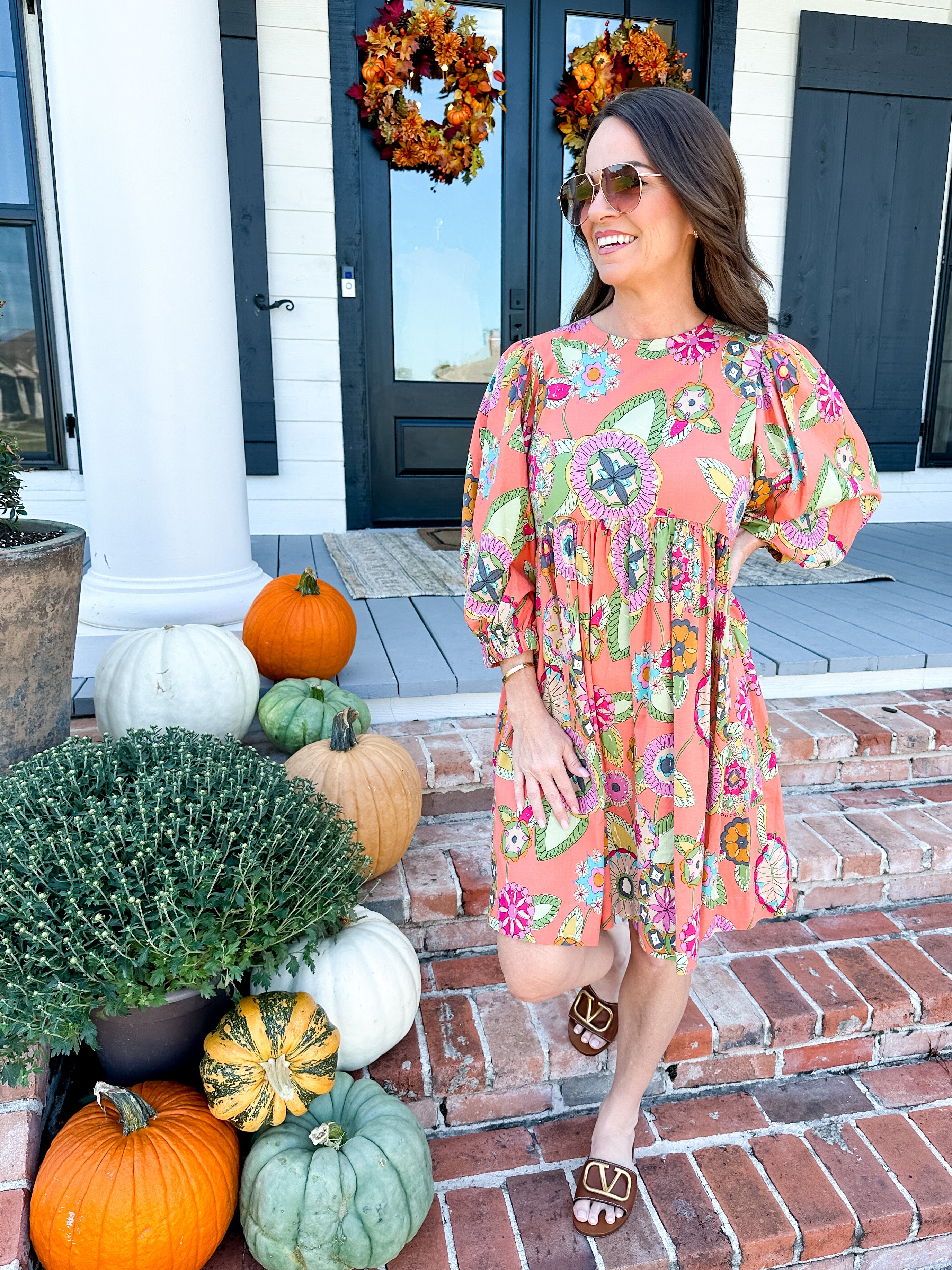 Peach Floral Dress