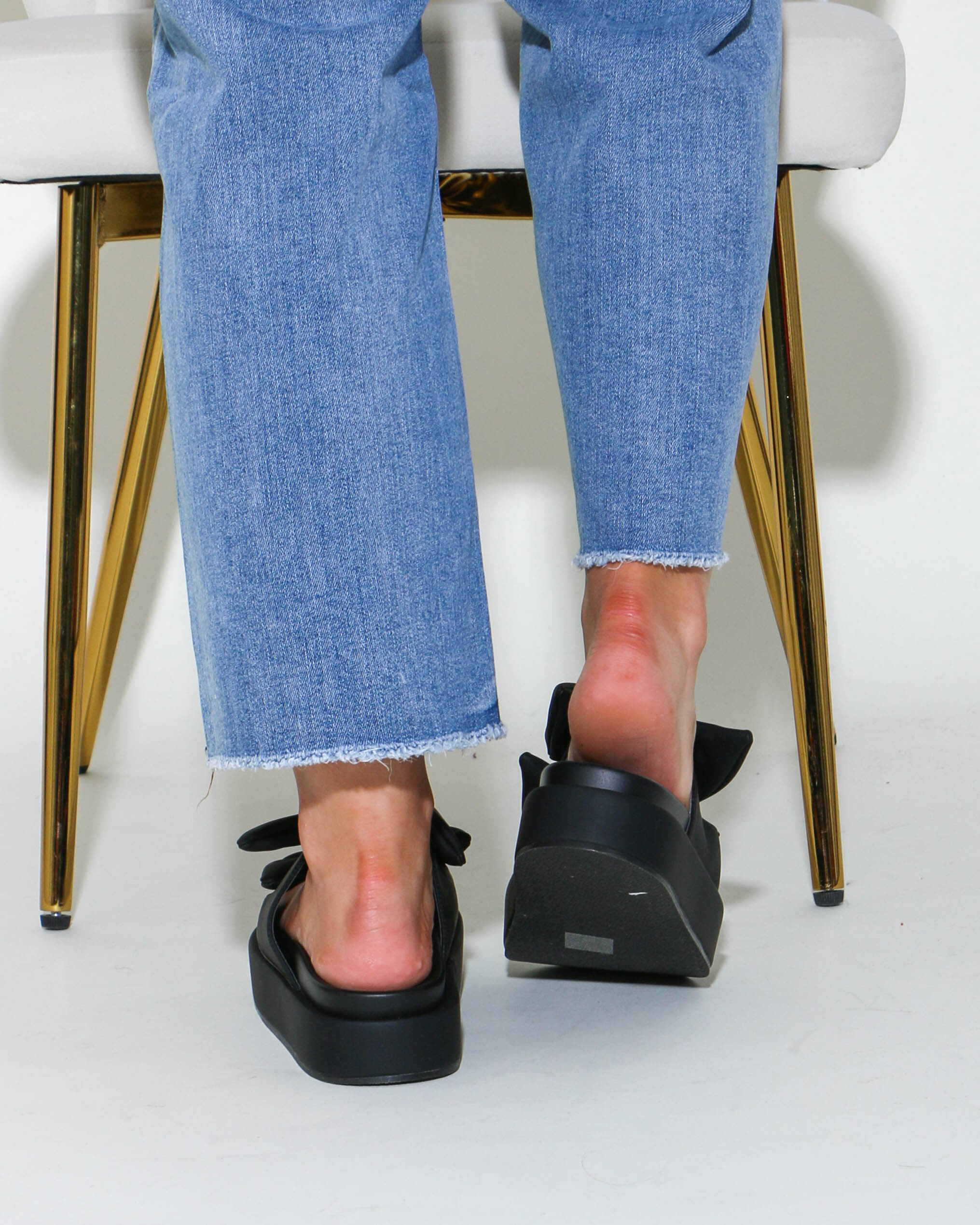 Kiki Bow Slide Sandals in Black