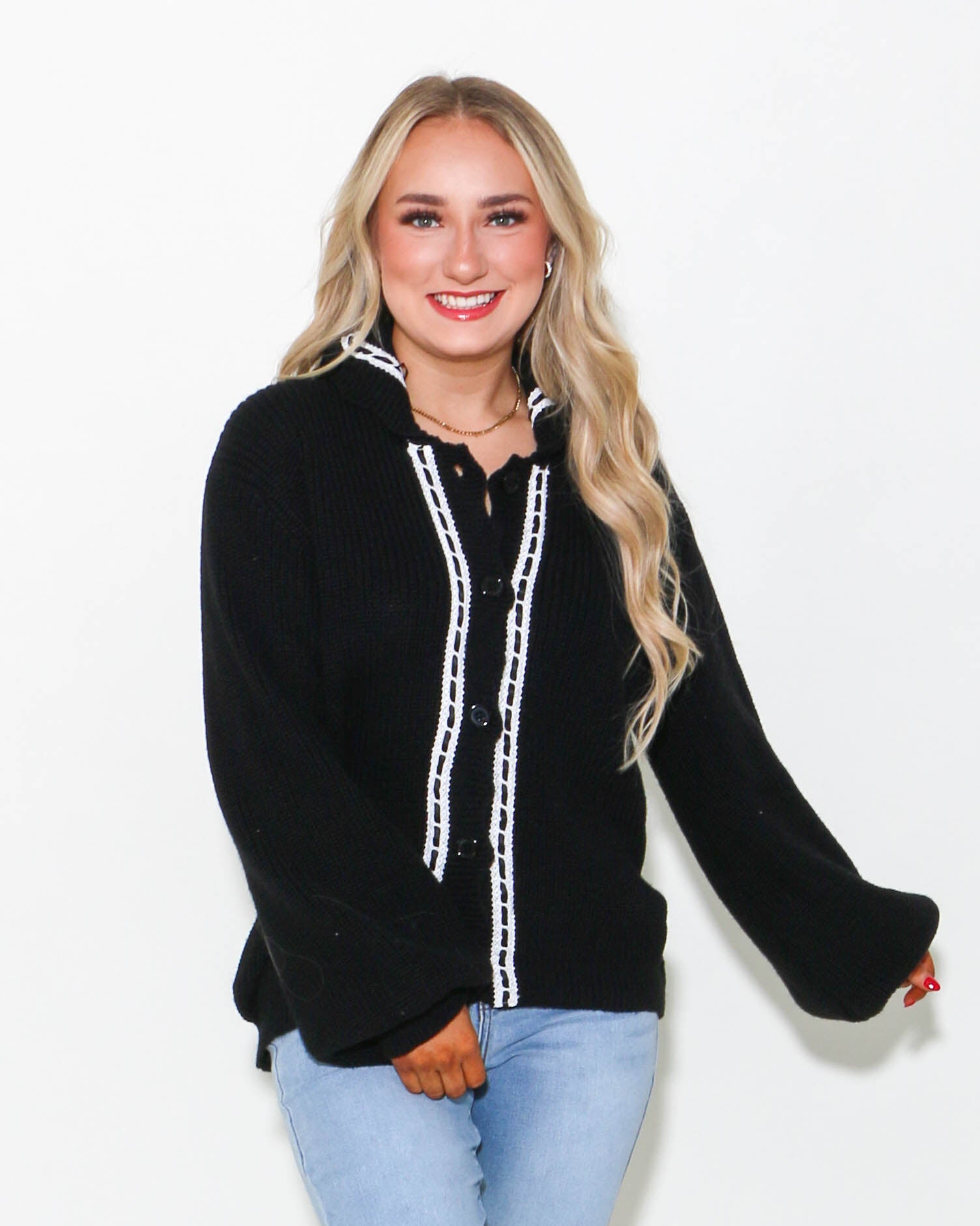 Lace Trim Knit Sweater Jacket