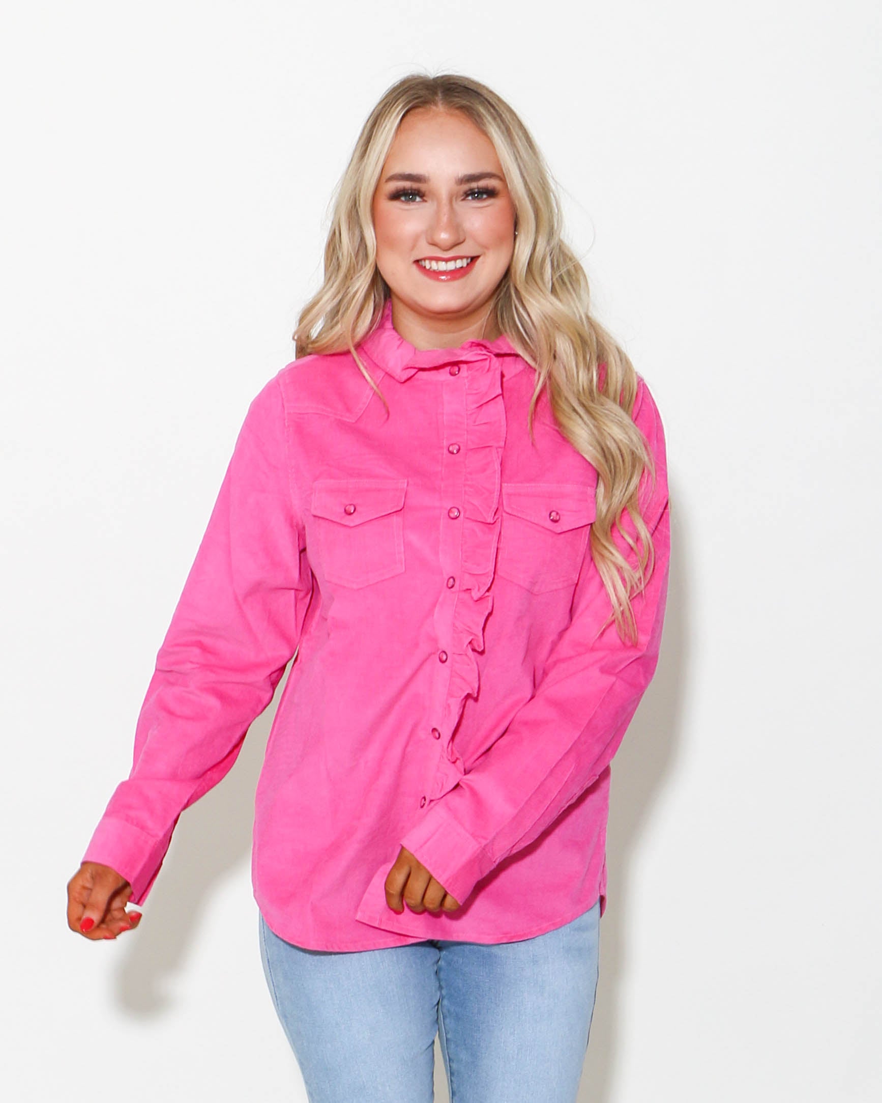 Ivy Jane | Corduroy Ruffle Snap Shirt