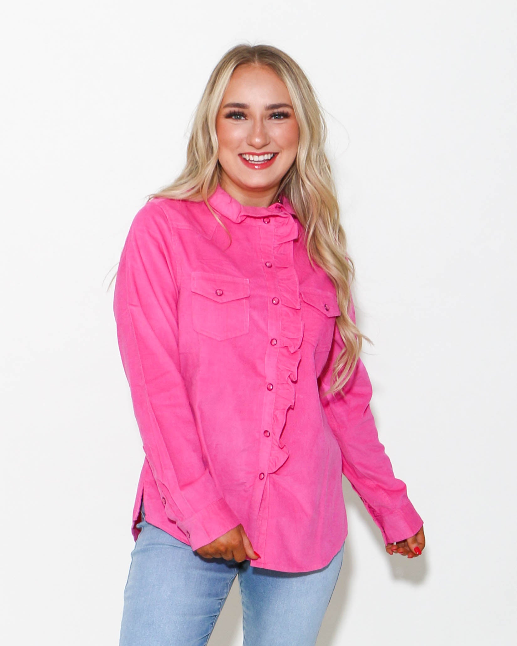 Ivy Jane | Corduroy Ruffle Snap Shirt