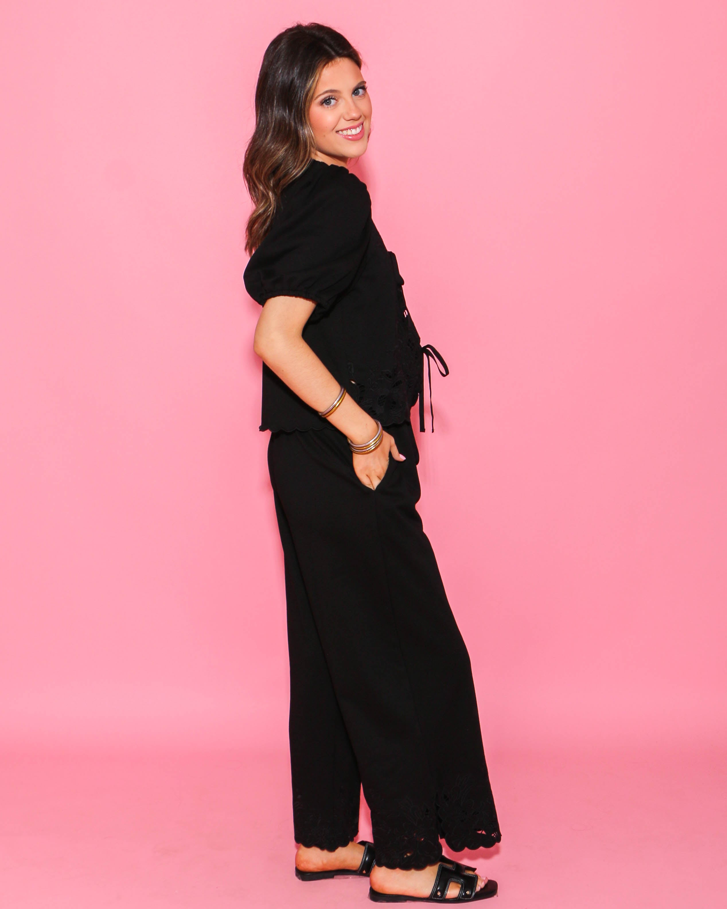 Scalloped Bow Tie and Pants Set