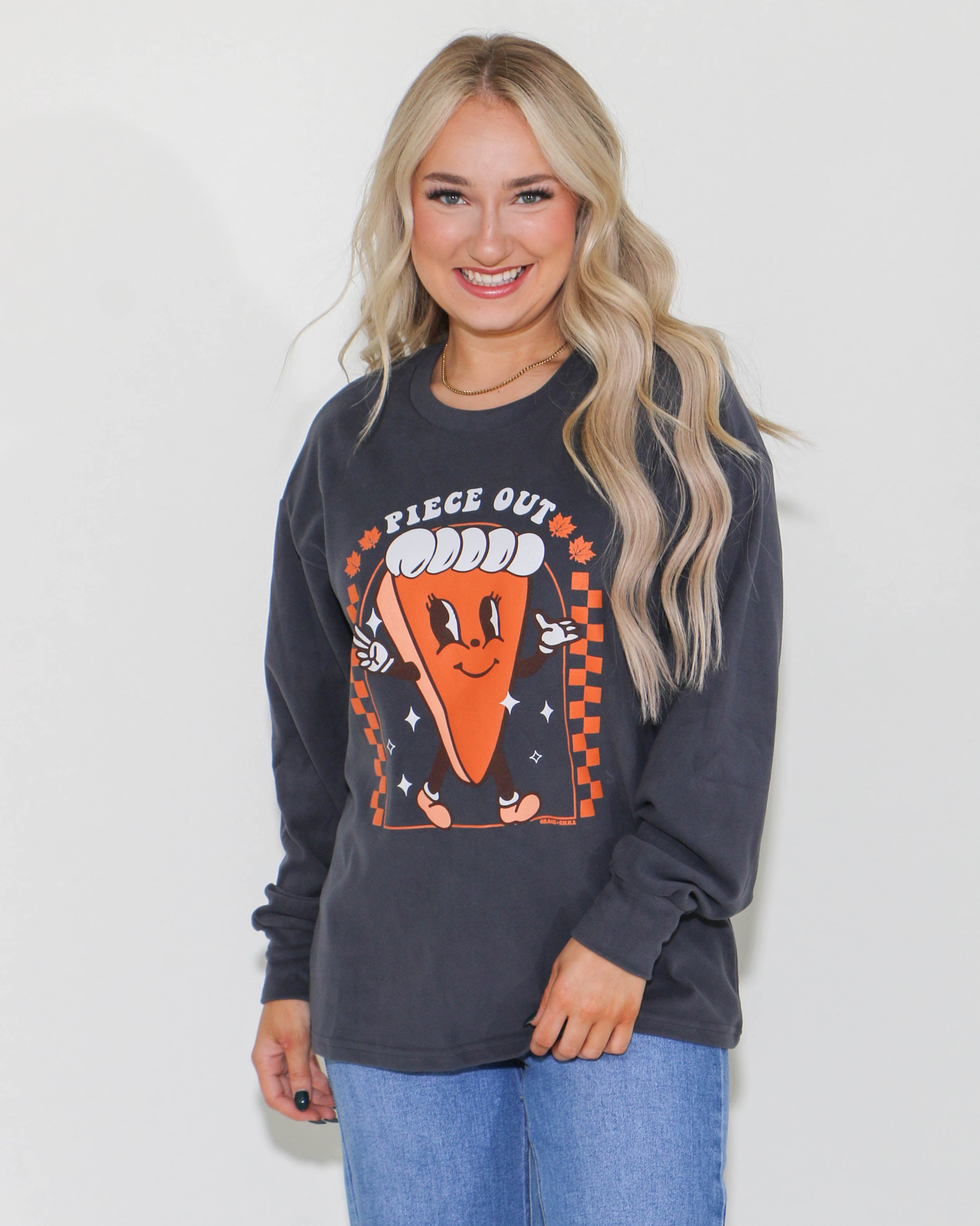 Piece Out on Grey Micro fleece Crewneckl