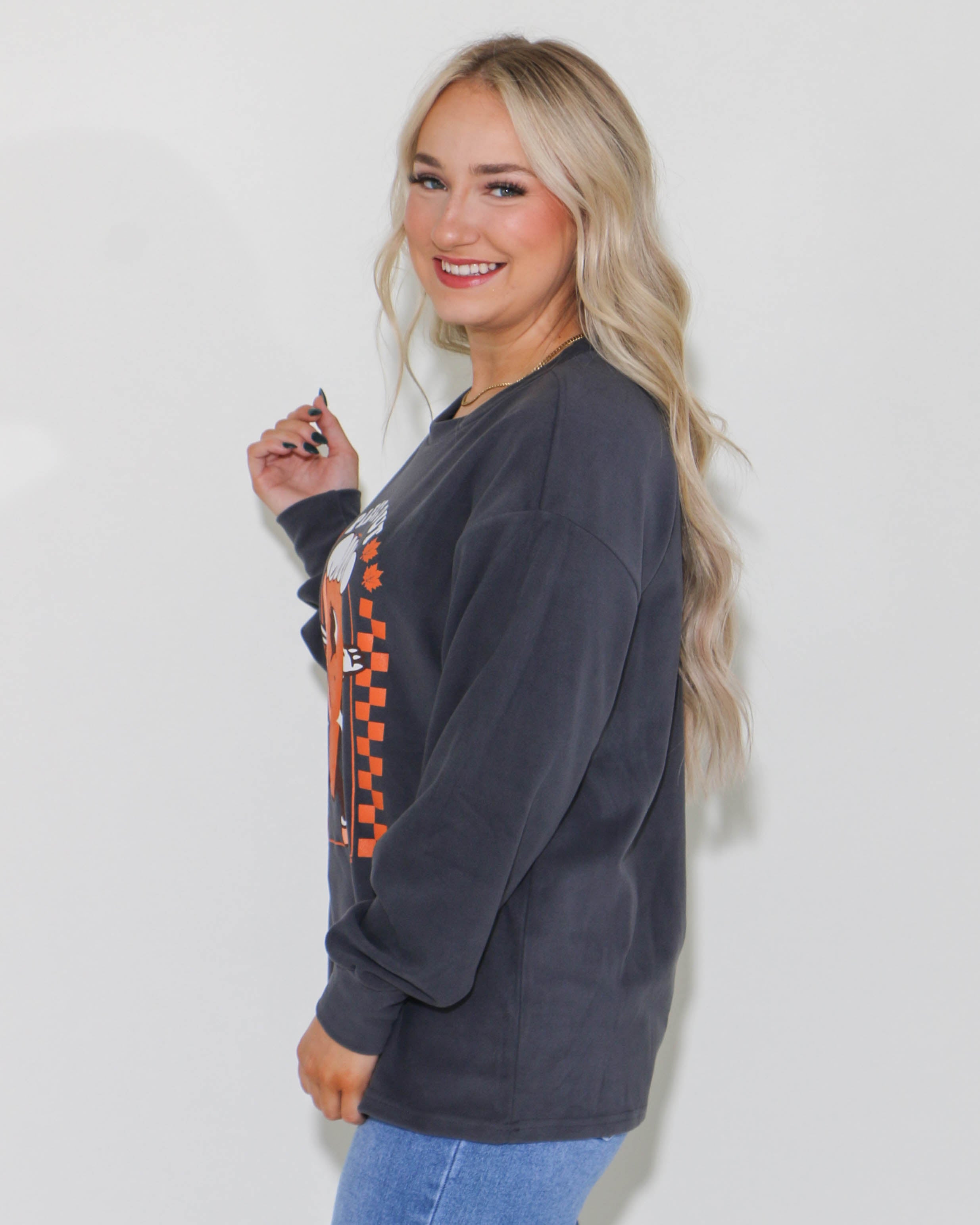 Piece Out on Grey Micro fleece Crewneckl
