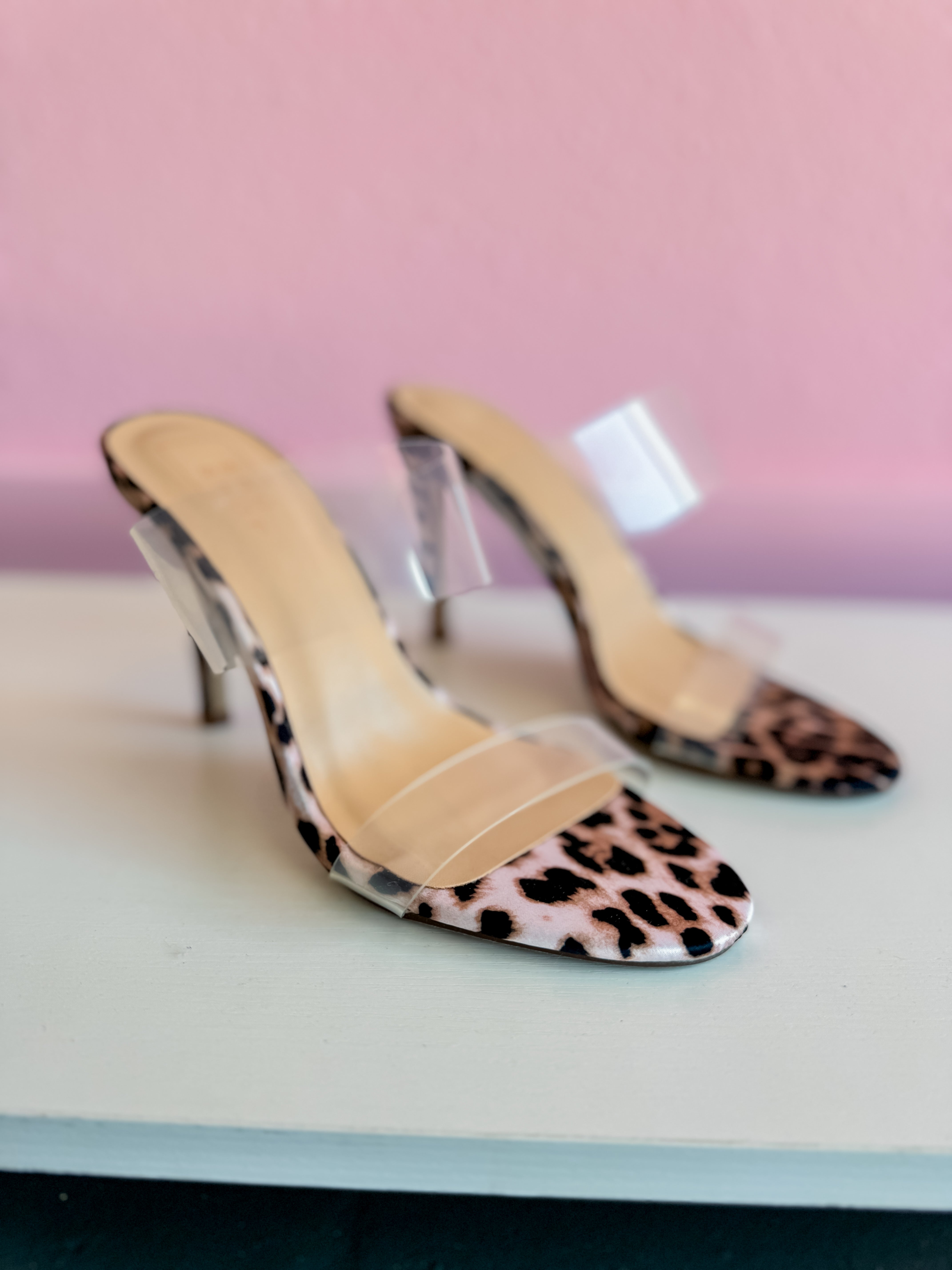 Heddie Heel in Leopard Satin